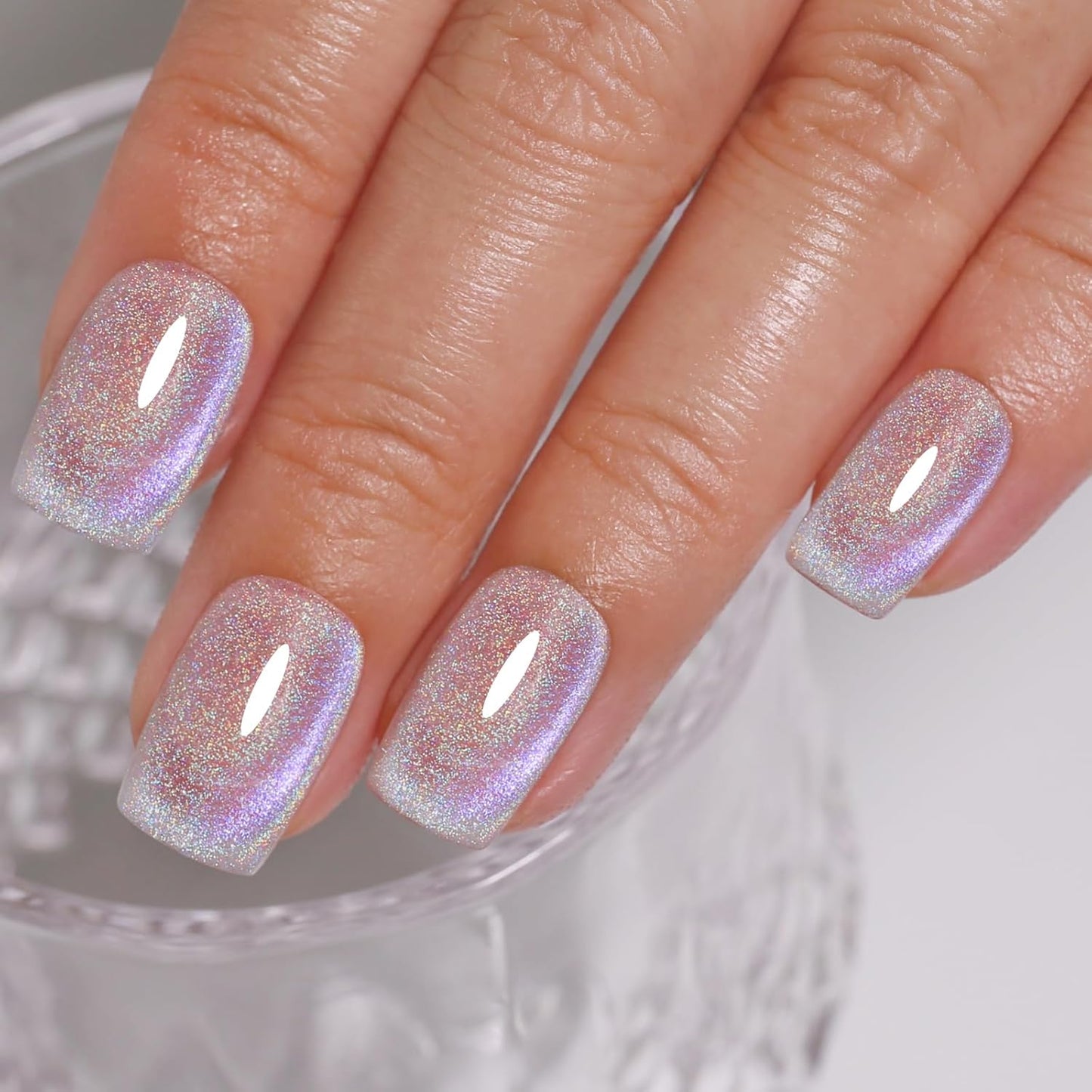 Imtiti Cat Eye Gel Nail Polish, Rainbow Holographic Magnetic Nail Gel Polish With Magnet Glittery Iridescent Galaxy Spring Summer Kit Soak Off UV Led 10ML