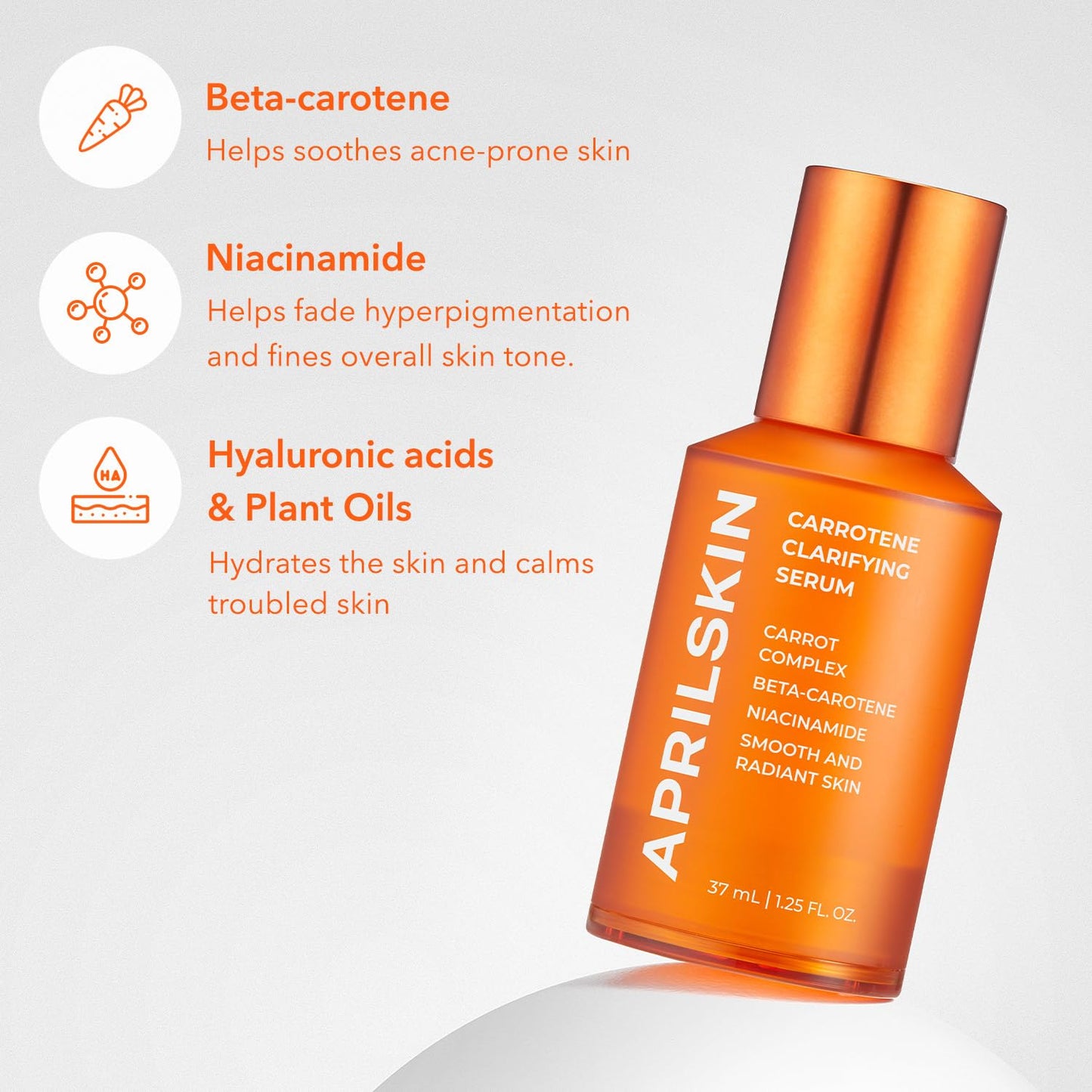 APRILSKIN Carrotene Clarifying Facial Serum | Vegan, Non-comedogenic | Blemish Clear, Dark Spot Corrector | Korea Skincare | Oily Skin, Sensitive Skin, Bumpy Skin | 1.25 fl.oz