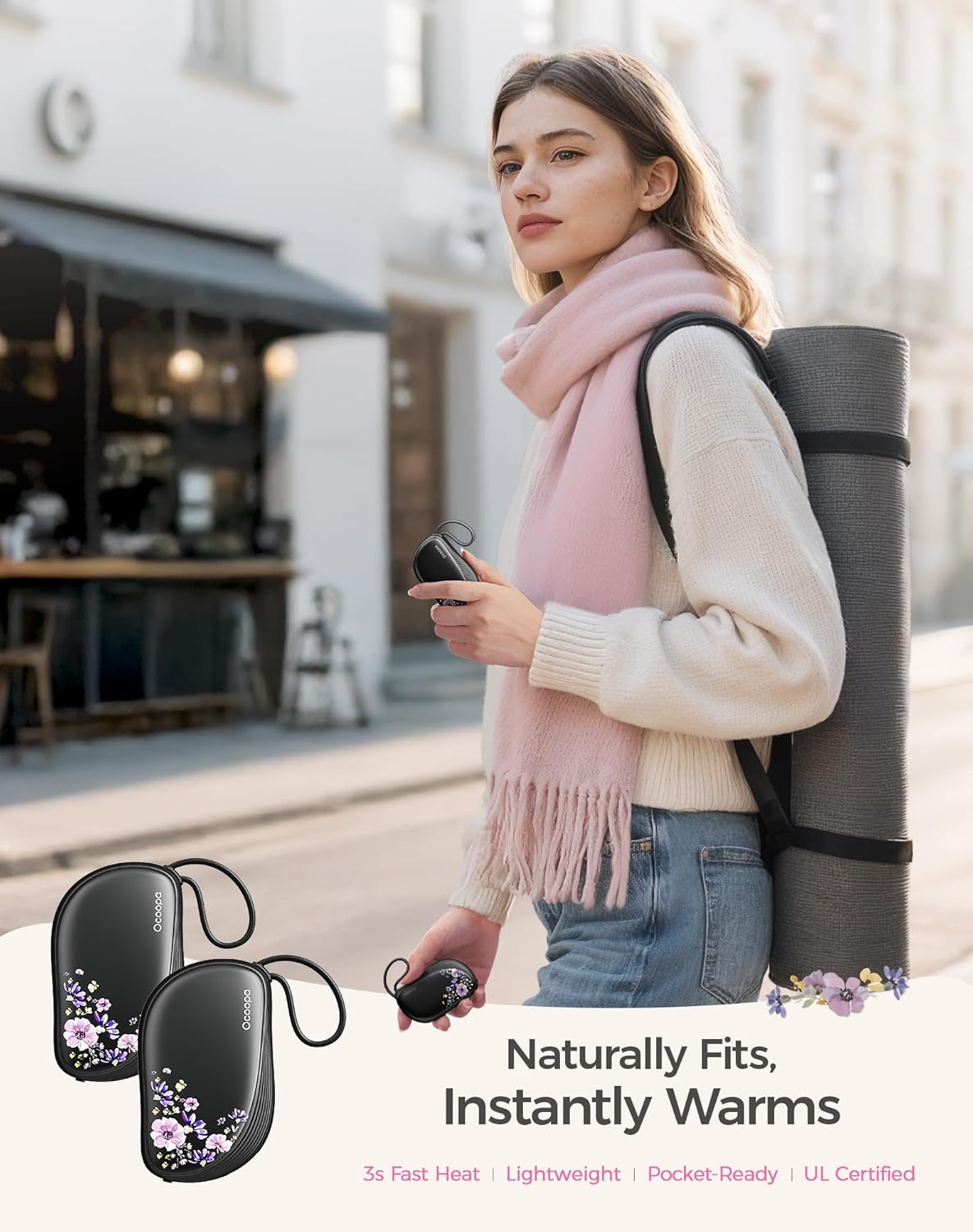 OCOOPA Hand Warmers Rechargeable 2 Pack, Ultra Slim Electric Hand Warmers, Portable Pocket Heater, Comb-Inspired, Fits in Gloves,UL Certified, Winter Essentials,UT5 Sway