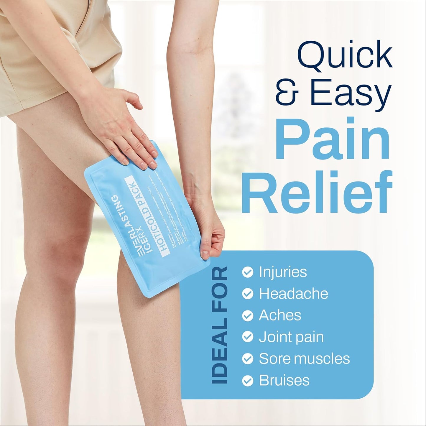 Reusable Hot and Cold Gel Soft Ice Packs - 4 Pack Large Gel Ice Pack - Hot and Cold Therapy Solution for Injuries, Cold Packs for Pain Relief - Ice Packs for Injuries Reusable - 10 x 5