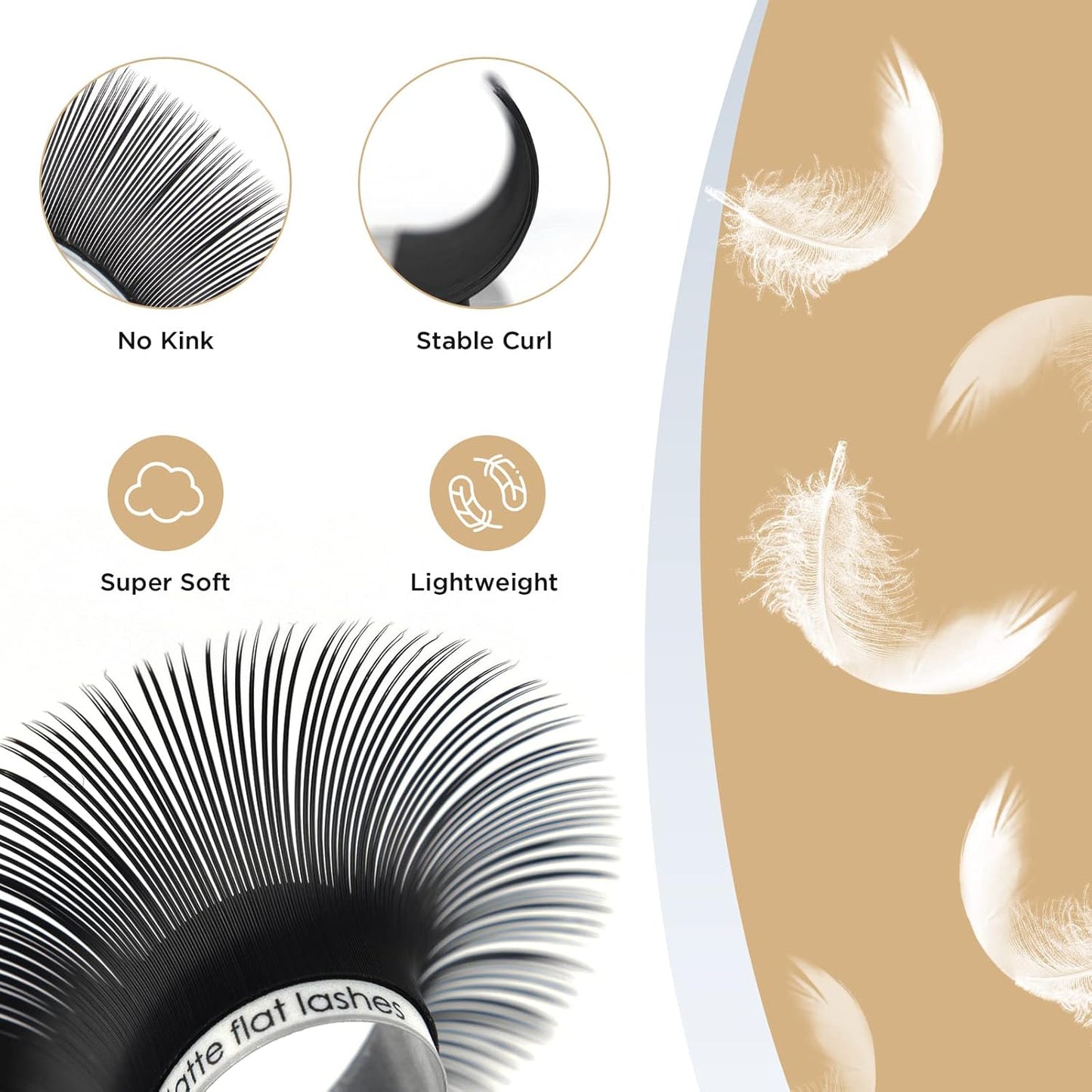 LASHVIEW Eyelash Extensions,Ellipse Flat Eyelash Extensions 0.15mm D Curl 12mm,Mink Black,Individual Lashes,Super Matte Extremely Soft Professional Salon Use