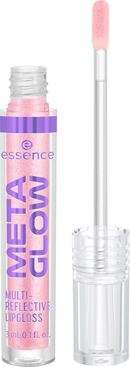 essence | Meta Glow Multi-Reflective Lip Gloss | Iridescent Shimmer, Holographic, Non-Sticky & Comfortable | Vegan & Cruelty Free (02 | Digital Pink)