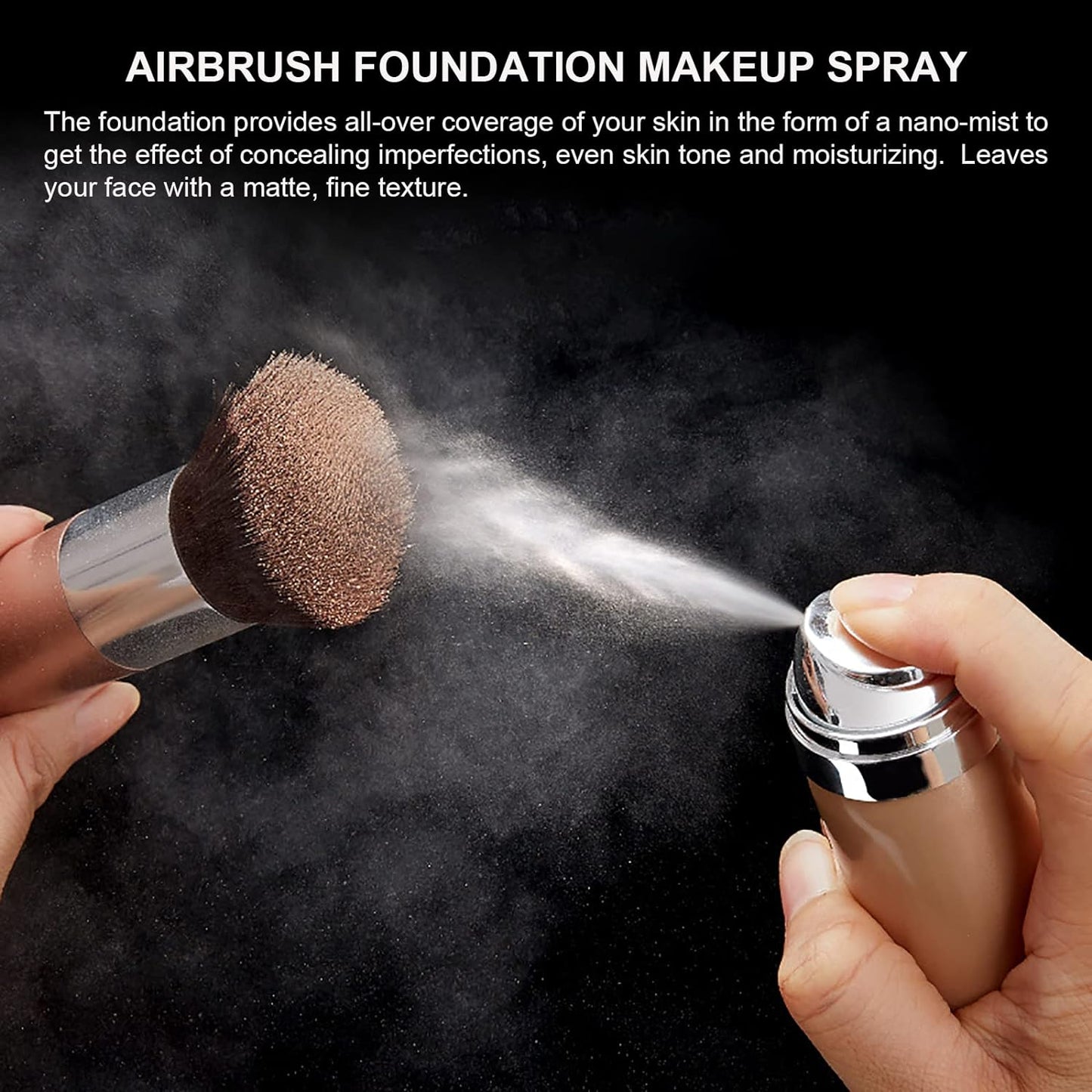 Airbrush Foundation Makeup Spray, Long Lasting Waterproof Full Coverage Foundation for Brighten, Concealer and Hydrating, Natural Matte Finish, Brush and Makeup Sponge Include, 2.36oz (#2 Beige)