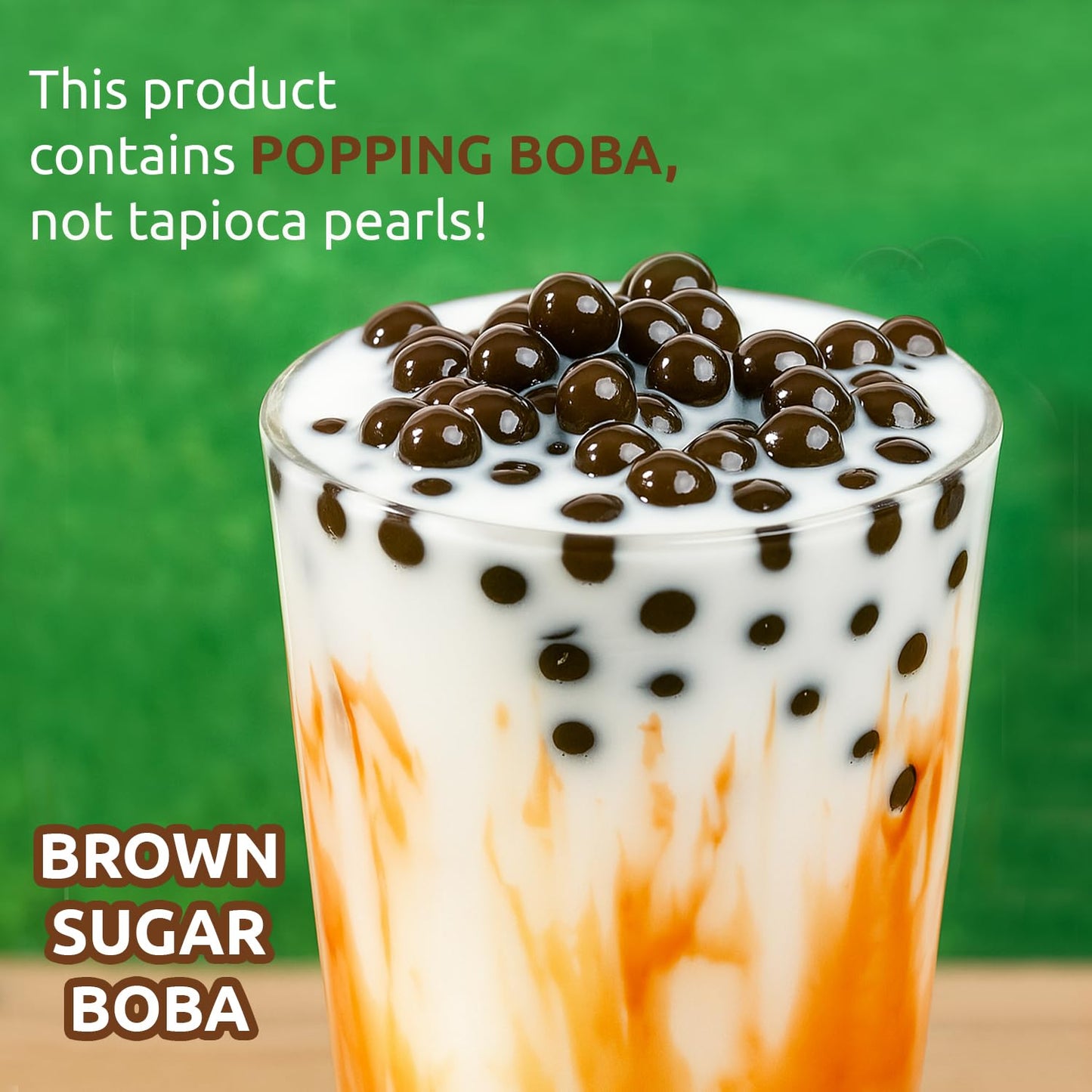 Fanale Brown sugar Popping Boba Pearls, Vegan, Non GMO, Gluten Free, Fat Free, Perfect for Bubble Tea, Smoothies, Ice Cream, Desserts, and Beverages