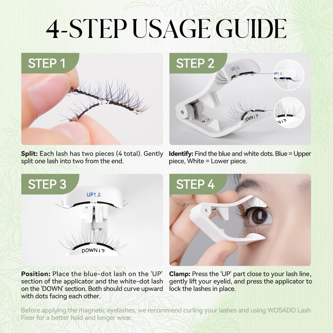 Soft Magnetic Eyelashes Kit with Applicator, [Silky Black II] 21.5mm Reusable Glue-free Wispy Magnetic Lashes, Cruelty-free False Lashes, Waterproof, Lightweight, Suit for Heavy Makeup