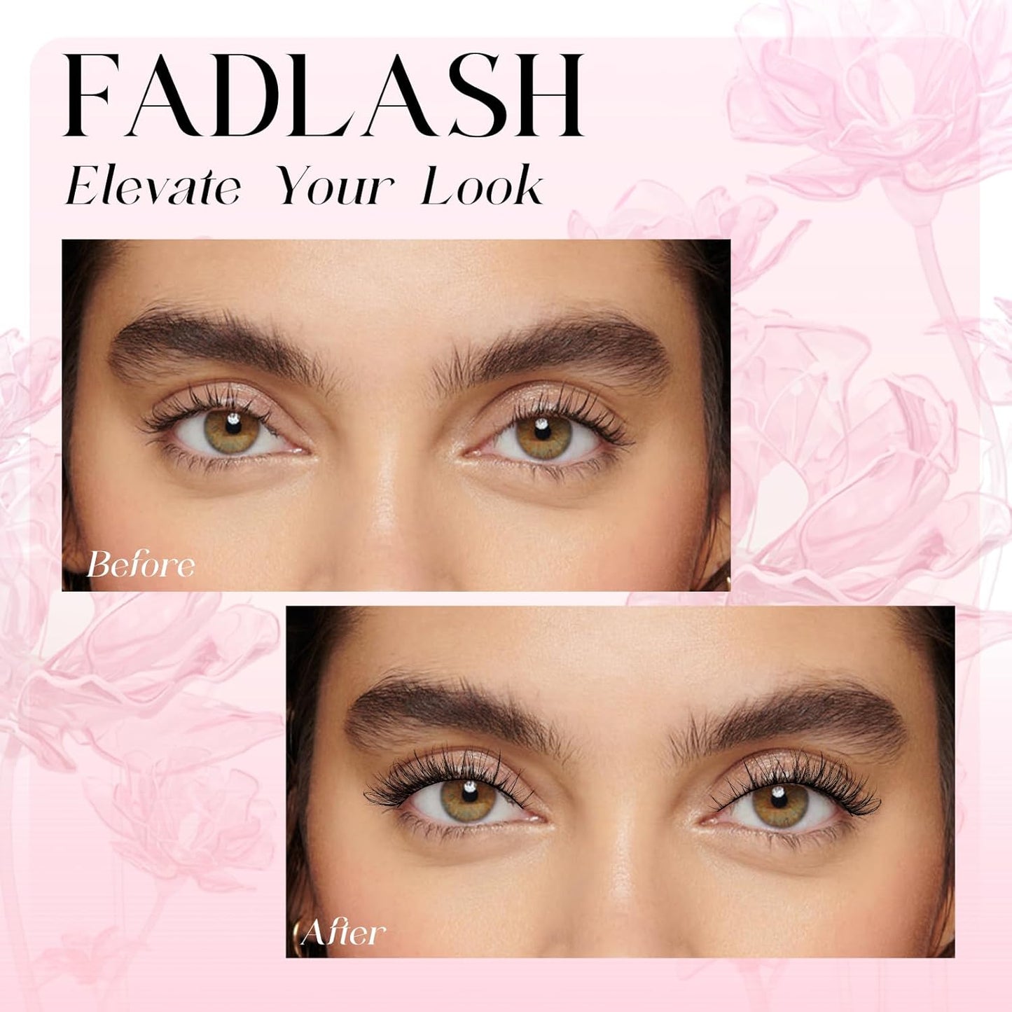False Eyelashes Natural Look Cat Eye Lashes Wear Comfortable Black Fake Lashes with Thin Band, Pack 10 Pairs, BY004 FADLASH