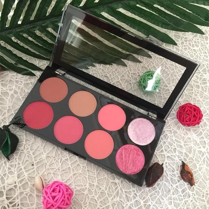 Makeup Revolution Ultra Blush Makeup Palette, Bronzer & Highlighter, Includes 8 Shades, Gluten free, Vegan & Cruelty Free, Sugar & Spice, 13g