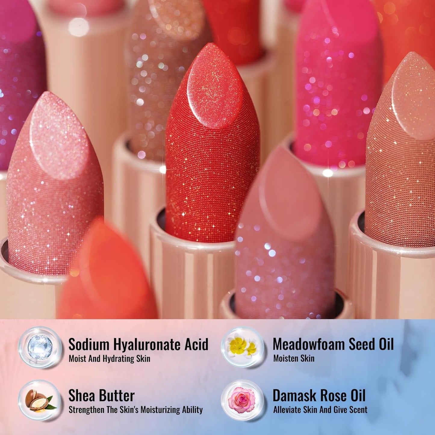 Oulac Hot Pink Lipstick for Women - Moisture-Rich Lip Balm with Shiny Surface, Creamy Lip Color Lightweight Texture, Vegan Beauty Medium Coverage Lip Makeup, PG01 Pink Promise