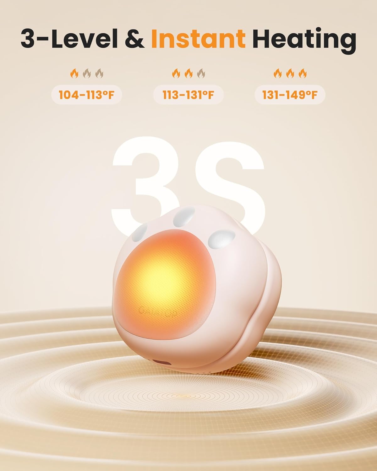 Gaiatop Hand Warmers Rechargeable, 2 Pack Cute Cat Paw Design 3 Levels Magnetic Electric Pocket Heater, Reusable Portable Hot Hands Gifts for Women Men Cat Lover