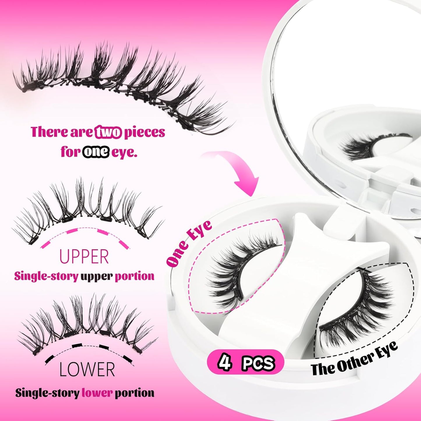 Veleasha Magnetic Eyelashes Manga Lashes Soft Lash Magnetic Lashes with Applicator Natural Look Reusable No Glue Easy to Apply & Remove Spiky False Eyelashes Eyelash Wispy (Diva)