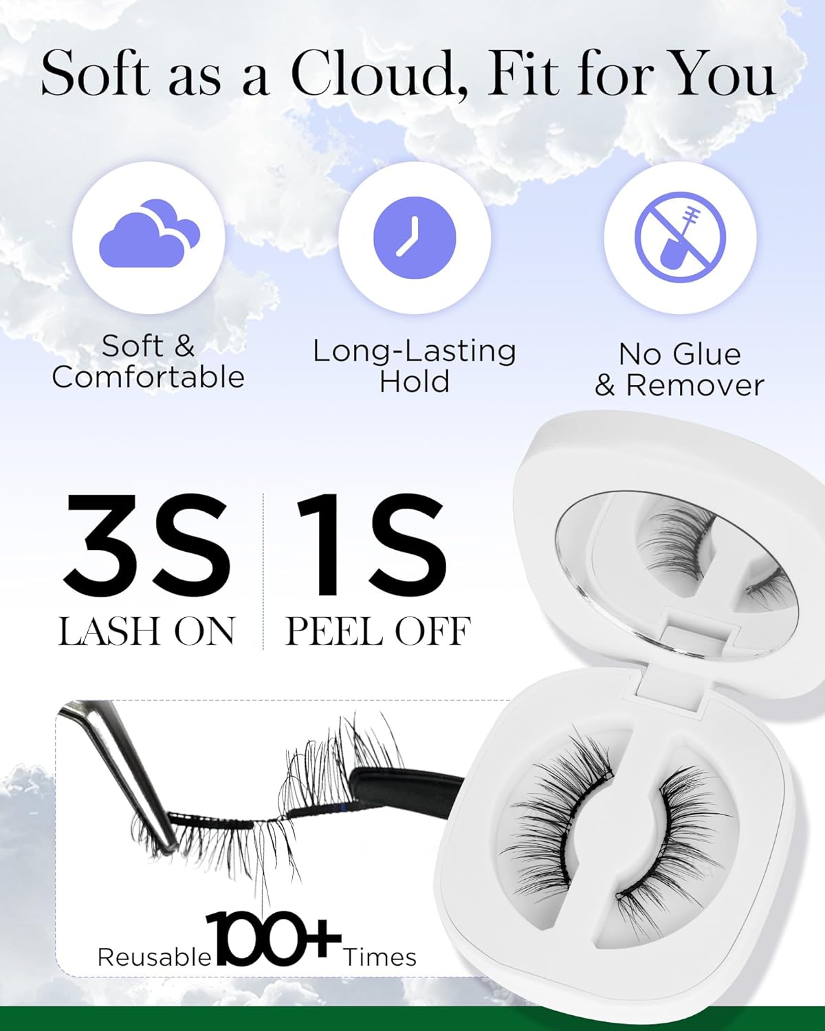 BEYELIAN Magnetic Eyelashes with Applicator Kit, Reusable Natural Look False Lashes, No Glue Needed Soft Magnetic Lashes for Eye MAGIC-102 (Lightweight & Comfortable)