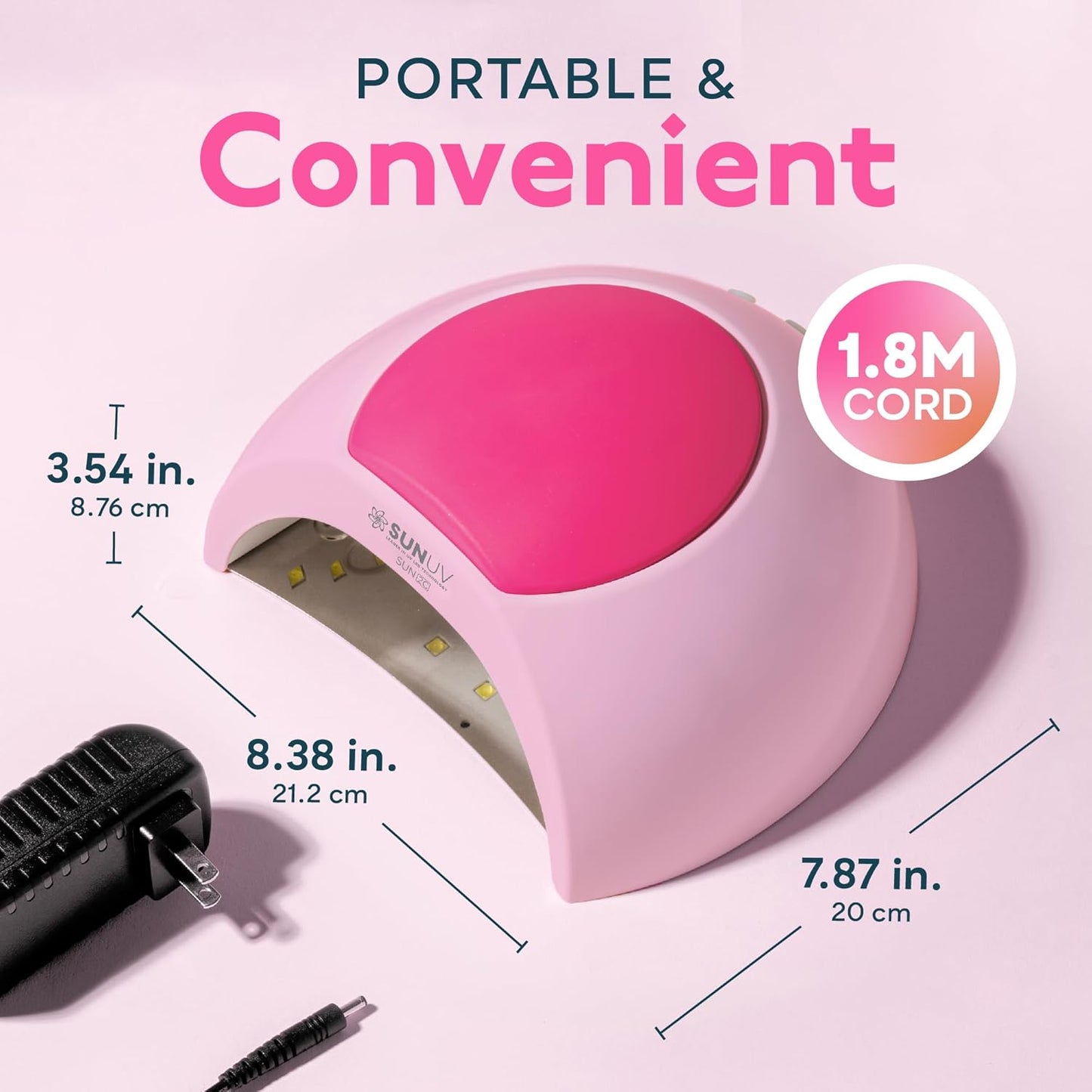 SUNUV UV LED Nail Lamp with 4 Timer Settings, 33 LEDs Nail Dryer Compatible with All Gel Polish, Auto Sensor Removable Base SUN2C Pink