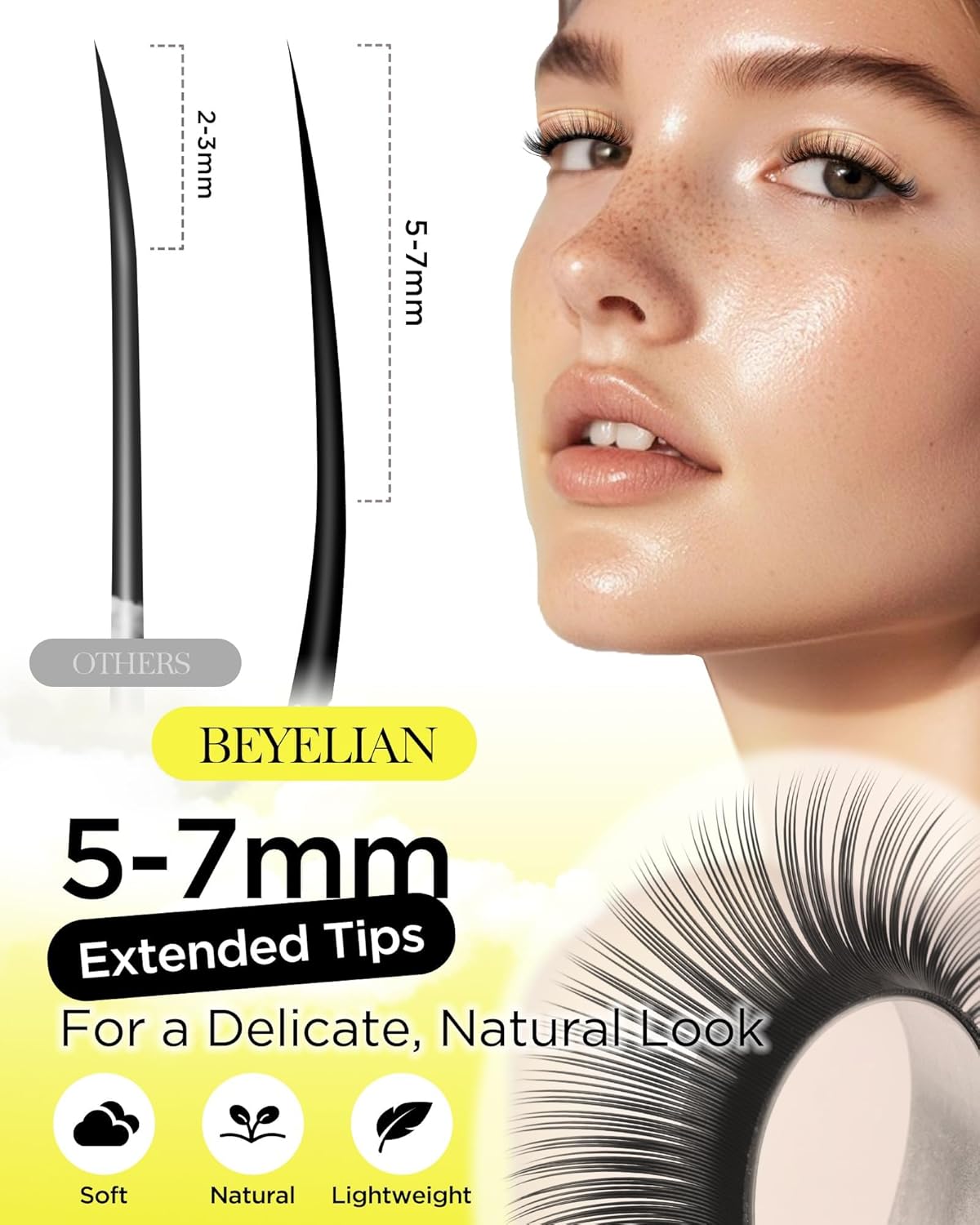 BEYELIAN Eyelash Extension 0.05 D+ Curl 12mm Tray Easy Fan Lash Extensions Volume Lashes Natural Matte Black Professional Salon Use Self Fanning Lash Extensions (0.05 D+ 12mm)