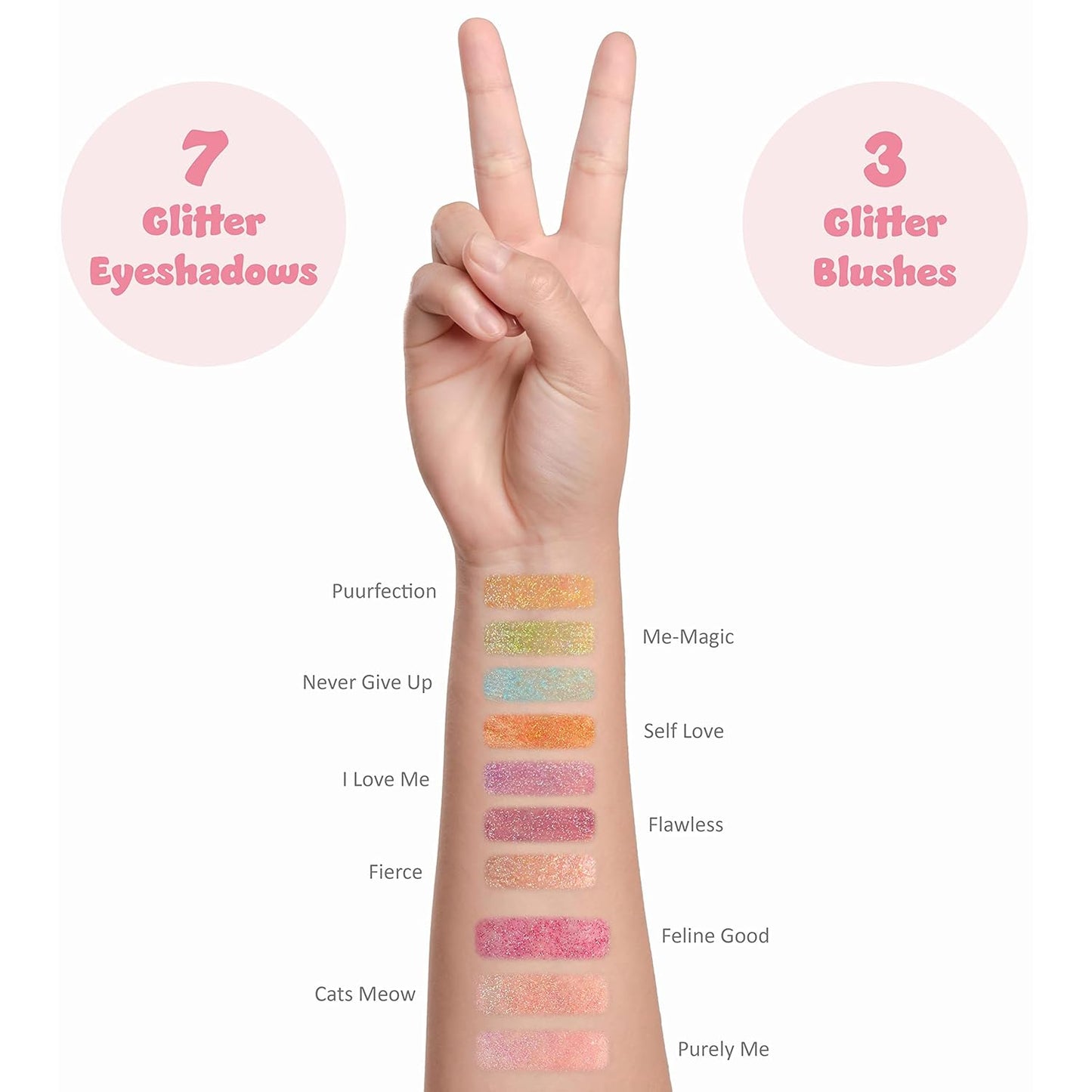 Expressions Perfectly Me Glisten & Glitter Makeup Palette 10 Color Eyeshadow Palette & Blush Makeup Novelty Beauty Set, Fold Out Compact with Mirror, Cute Makeup Kit Gifts - Washable, Non-Toxic