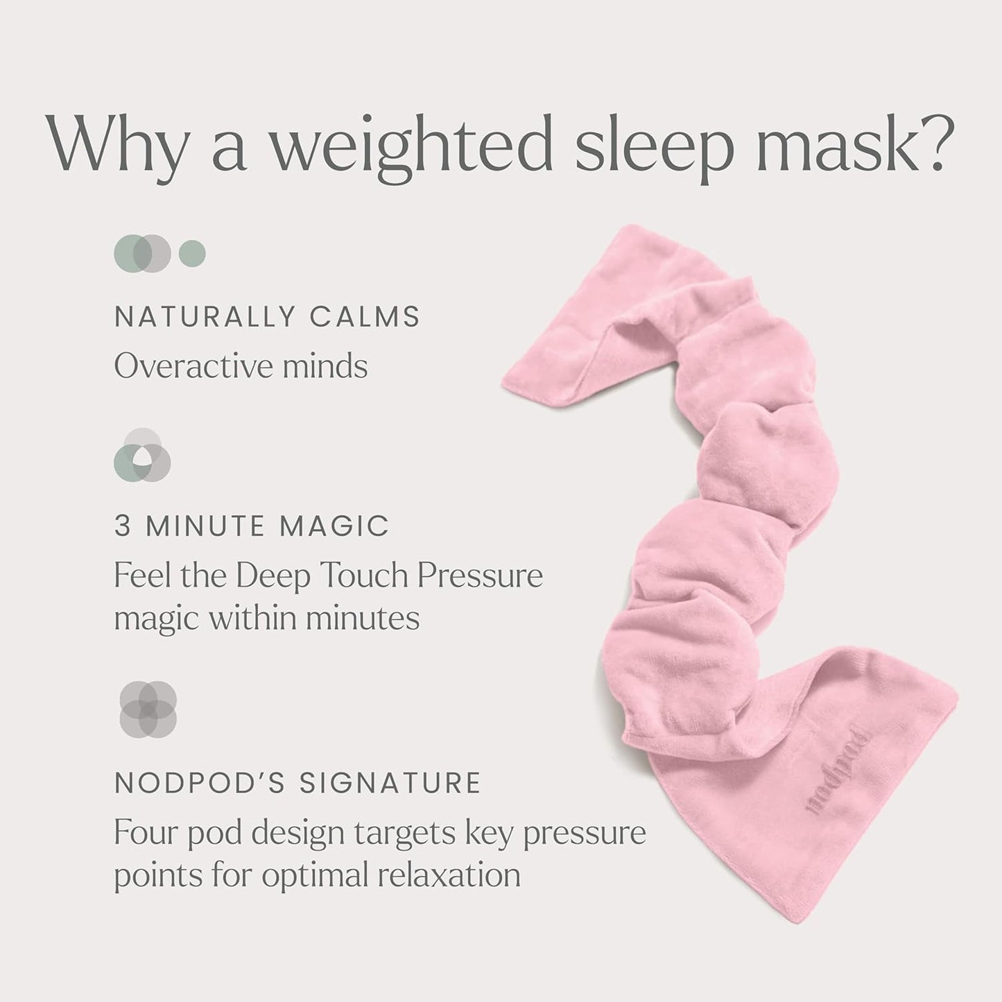 Nodpod Gentle Pressure Sleep Mask | Patented Light Blocking Design for Sleeping, Traveling & Relaxation - Blush Pink