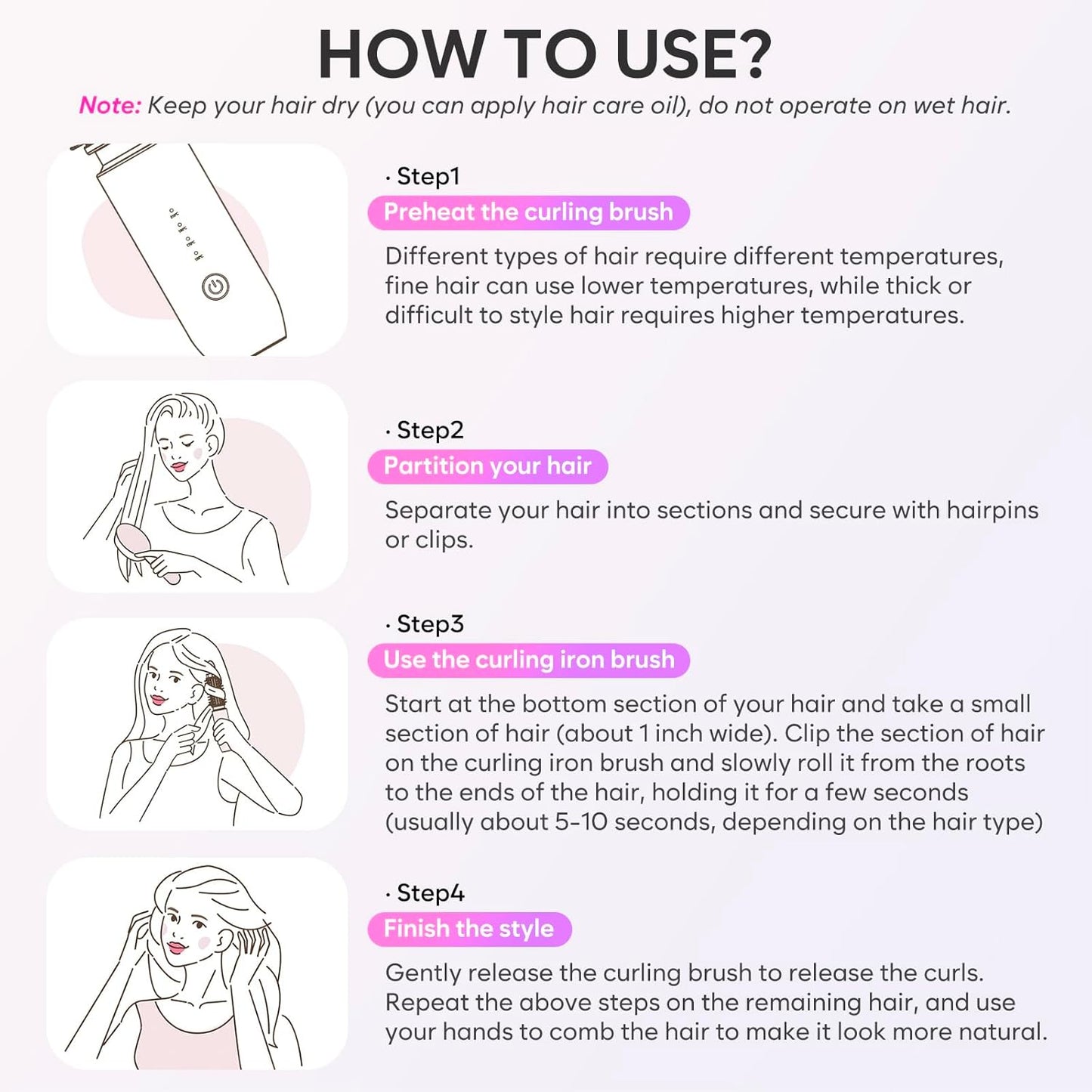 Cordless Curling Iron Brush, 3-in-1 Portable Curling Iron, 2024 New Hair Straightener Comb, 7000Mah USB Rechargeable Travel Hair Curler for Women, White