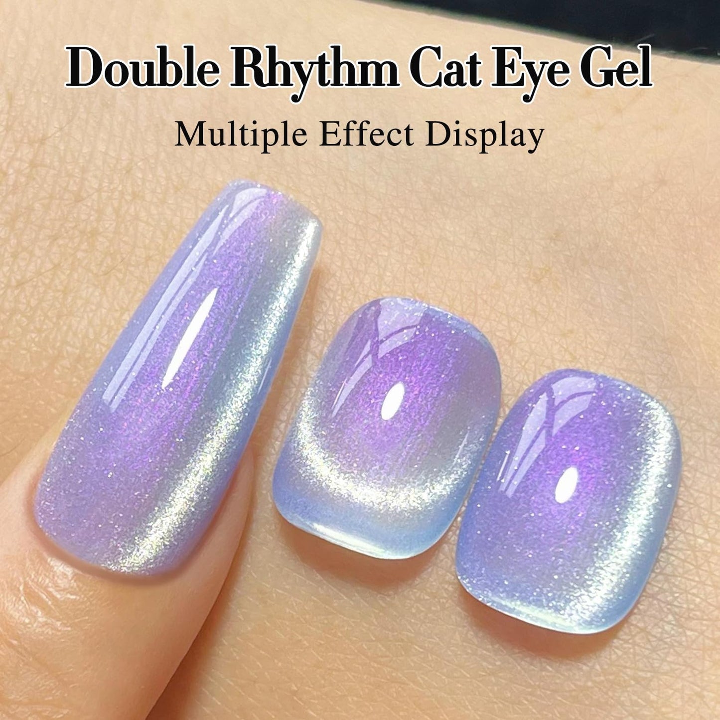 Double Rhythm 0.5 OZ Cat Eye Gel Polish with Magnet 15ML Holographic Glitter Shimmer Translucent Jelly Color Magnetic Nail Polish Salon DIY at Home (MC1001)