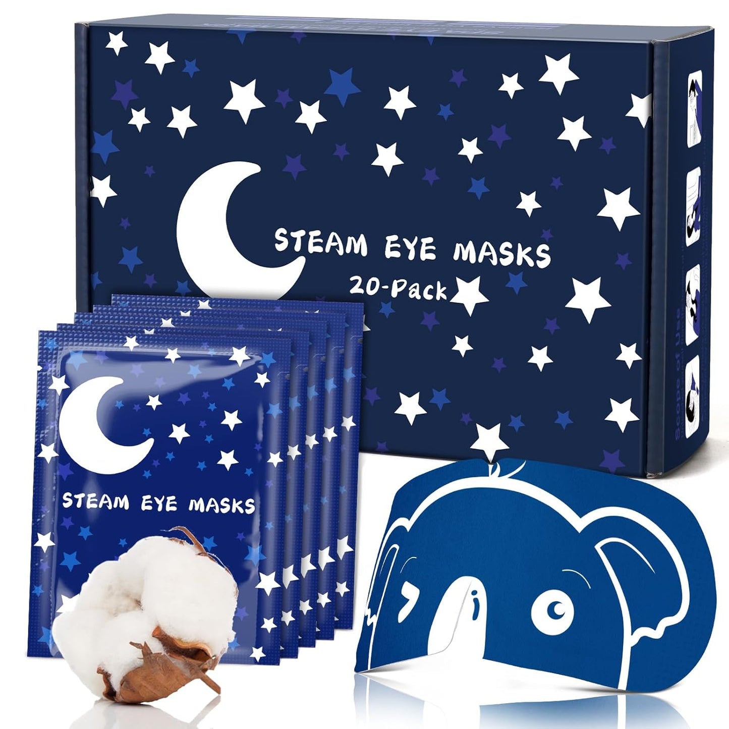 20 Packs Men's Steam Eye Mask for Dry Eyes, Spa Warm Eye Mask, Heated Sleep Mask for Dark Circles, Puffy Eyes, Plane Travel Essentials, Sleep gift set for Men|Teacher|Dad|Boyfriend|Family(Unscented)