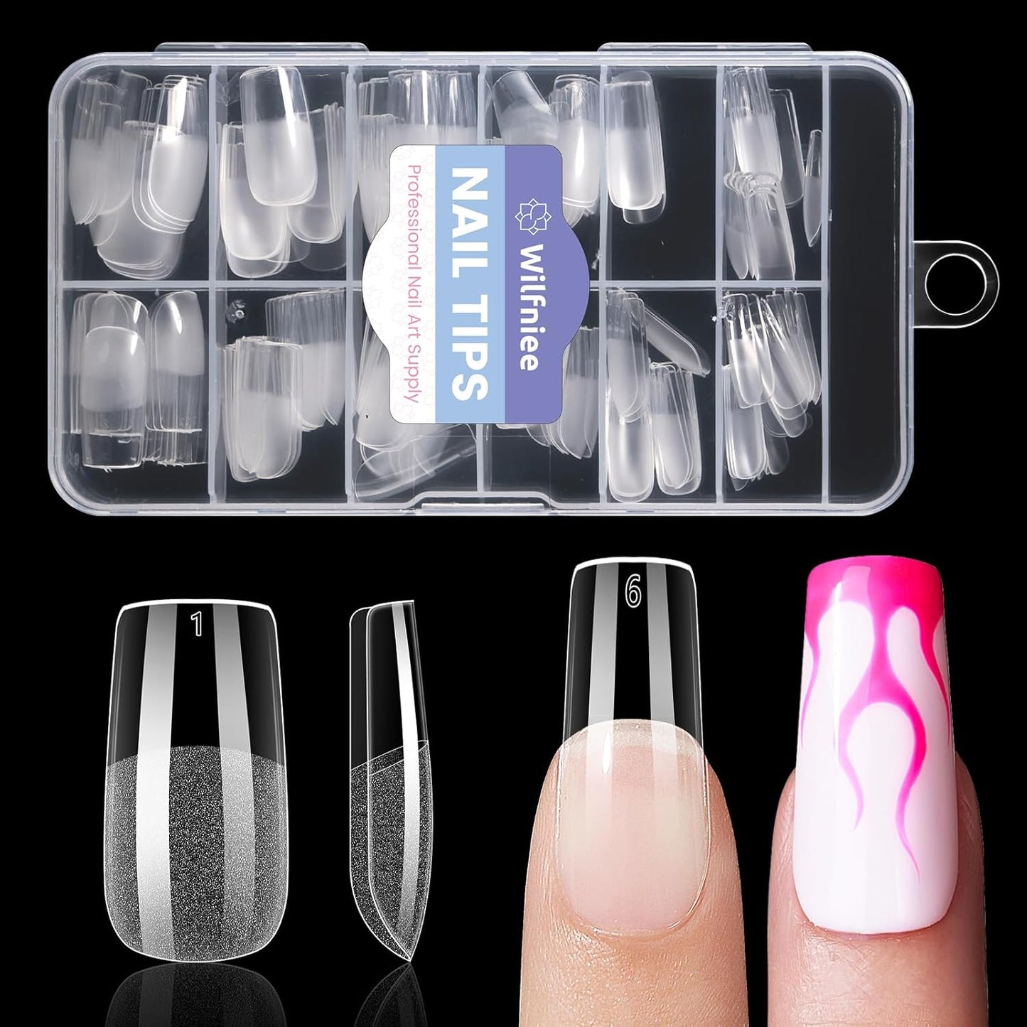 Medium Square Nail Tips: 240PCS Soft Gel Clear Square Pre-Shaped Nails Tips, 12 Sizes Full Cover Fake Press on Nails for Acrylic Nail Tip Home DIY Salon Nails