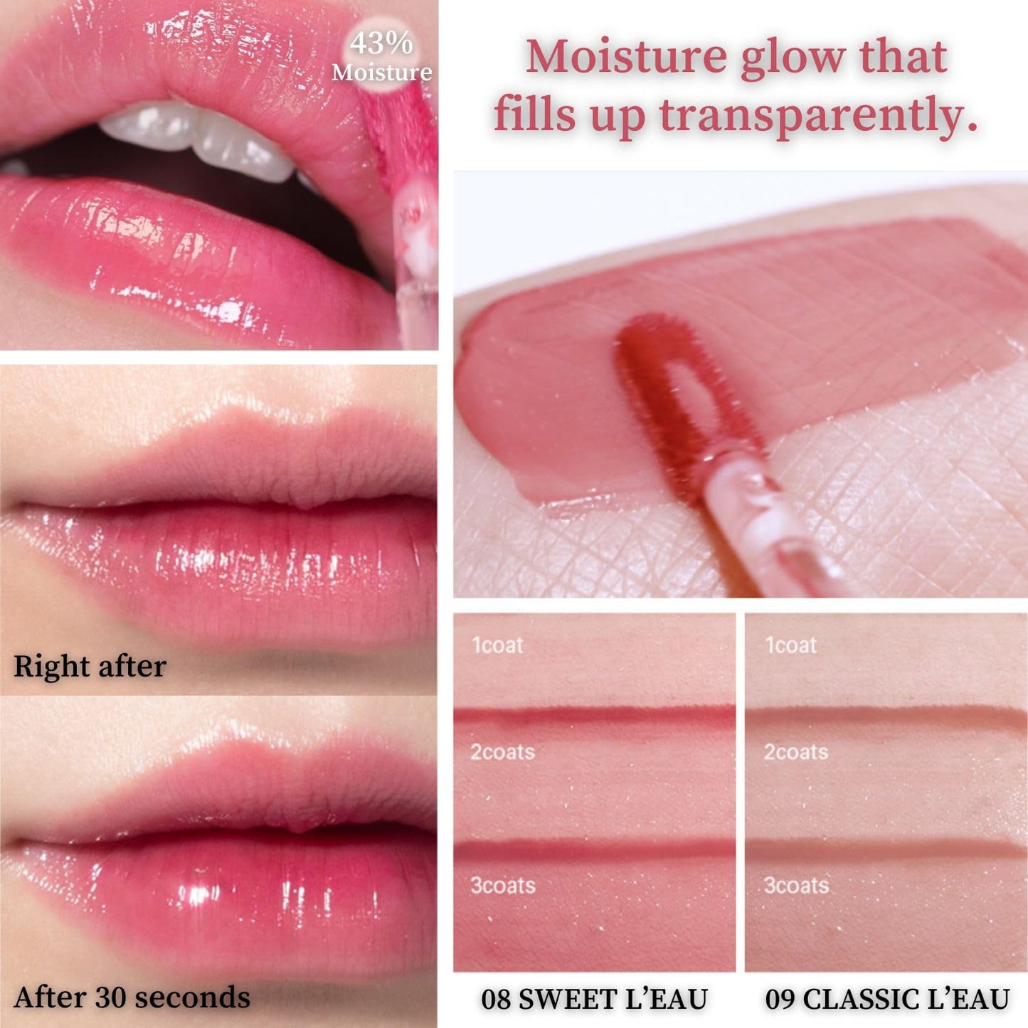 BBIA L’EAU Tint – Glossy & Glow Lip Stain, Watery Lip Tint, Non-Sticky, High Shine Finish, Long-lasting, Moisturizing, Lightweight, Natural, Daily Use, Vegan, Korean Lip Makeup (03 LILAC L'EAU)