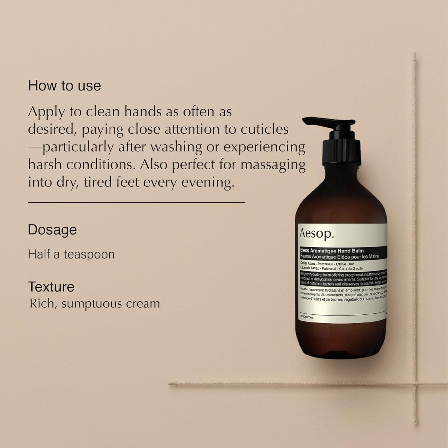 Aesop Eleos Aromatique Hand Balm | Hydrating Balm For Dry Hands | Enriched With Skin-Softening Botanical Butters and Oils | 16.9 oz / 500mL