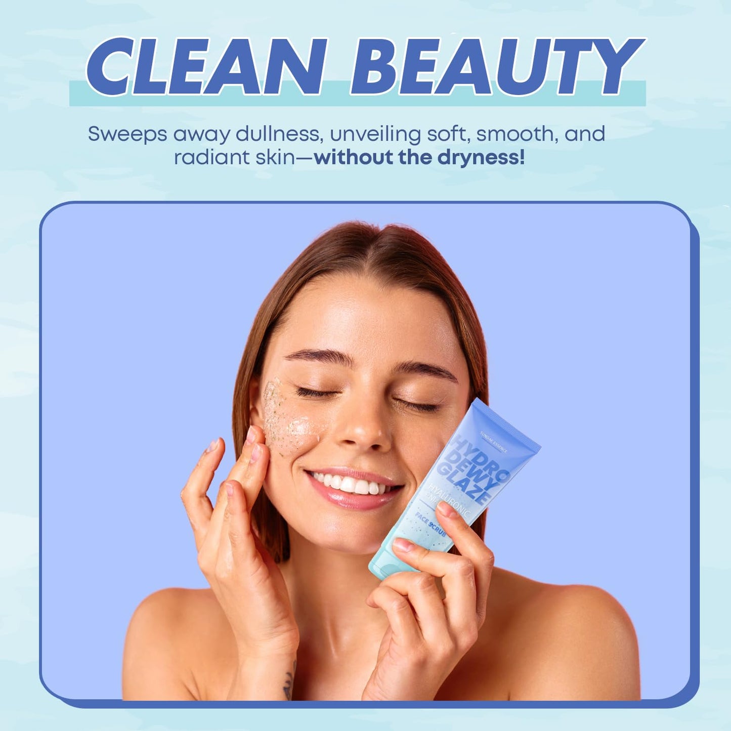 Hyaluronic Acid Facial Scrub - Dermatologist Tested, Anti-Aging, Korean Skin Care, Hydrates & Plumps Dry Skin, Improves Texture & Firmness - Gentle, Vegan, 95% Natural - 1 Pack