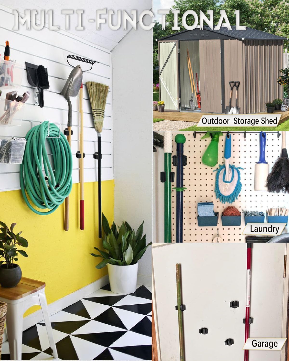 Magnetic Broom Holder Heavy Duty, Magnetic Broom and Mop Organizers for Fridge - Magnet Waterproof Mop Broom Holder for Garage Kitchen Laundry Work Shop - 8 Pack