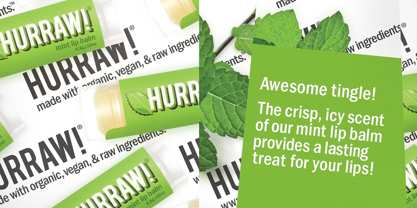 Hurraw! Coconut, Earl Grey, Mint Lip Balms, 3 Pack Bundle: Organic, Certified Vegan, Cruelty and Gluten Free. Non-GMO, 100% Natural Ingredients. Bee, Shea, Soy and Palm Free. Made in USA