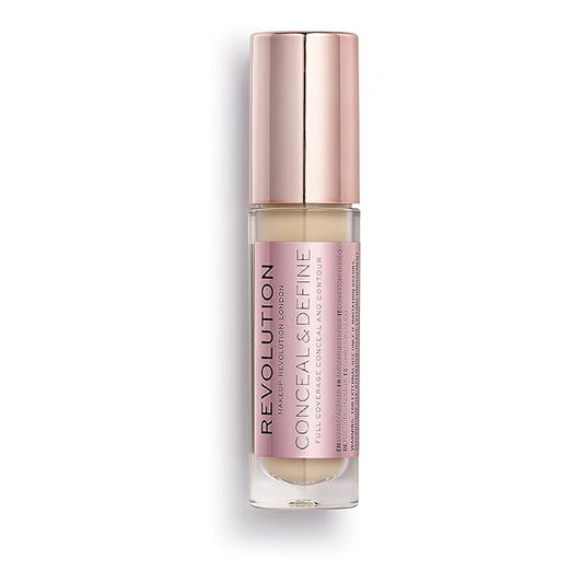 Revolution Beauty, Conceal & Define Concealer, Full Coverage & Lightweight, Long-Lasting Matte Finish, Vegan & Cruelty Free, C6 Fair or Light Skin Tones, 0.14 Oz.
