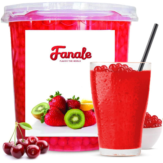 Fanale Cherry Popping Boba Pearls, Vegan, Non GMO, Gluten Free, Fat Free, Perfect for Bubble Tea, Smoothies, Ice Cream, Desserts, and Beverages.