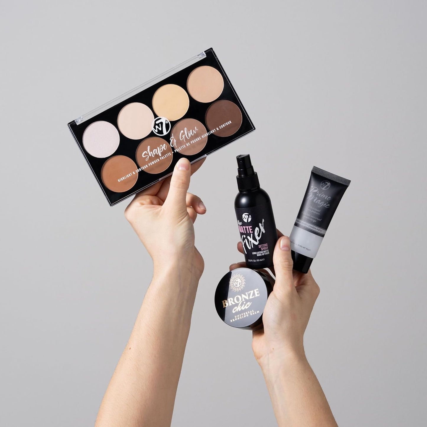 W7 Shape & Glow Makeup Set - Matte Finish - 4 Piece Set - Bronze, Contour & Secure