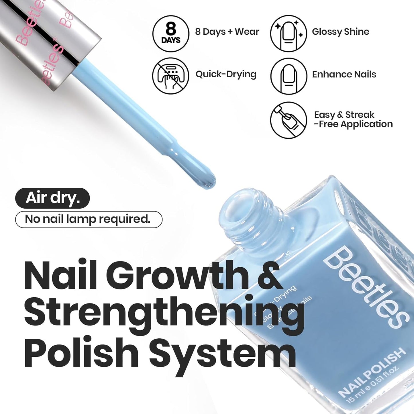 Beetles Jelly Nail Polish Set, 6 Colors Clear Pastel Nail Polish Glitter Pink Dusty Rose Orange Green Blue Purple Long Lasting & Quick Dry Nail Strengthener Polish Gift Sets for Women