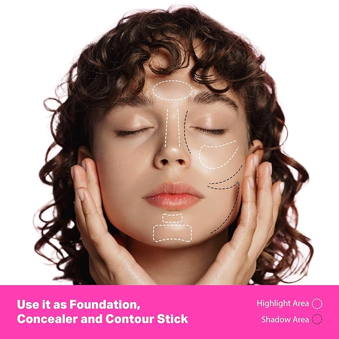 Ruby Kisses Natural Full Coverage 3-In-1 Stick Foundation. Easy to Apply, Hydrating, Lightweight, Long Lasting, Concealer and Contour Stick for Face Makeup (Cappuccino)