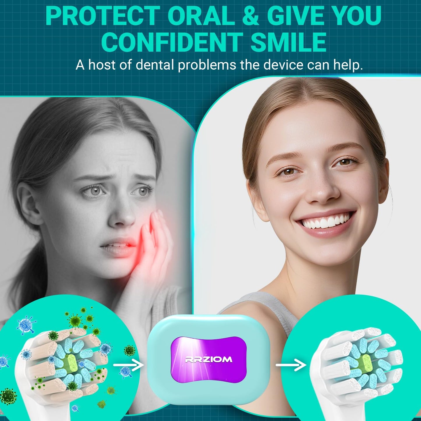 Toothbrush Sanitizer Case, RRZIOM Portable Toothbrush Covers Rechargeable, Rechargeable Toothbrush Cleaner Holder Case for Travel Home, Detachable Toothbrush Cover Cap for All Toothbrushes (Blue)