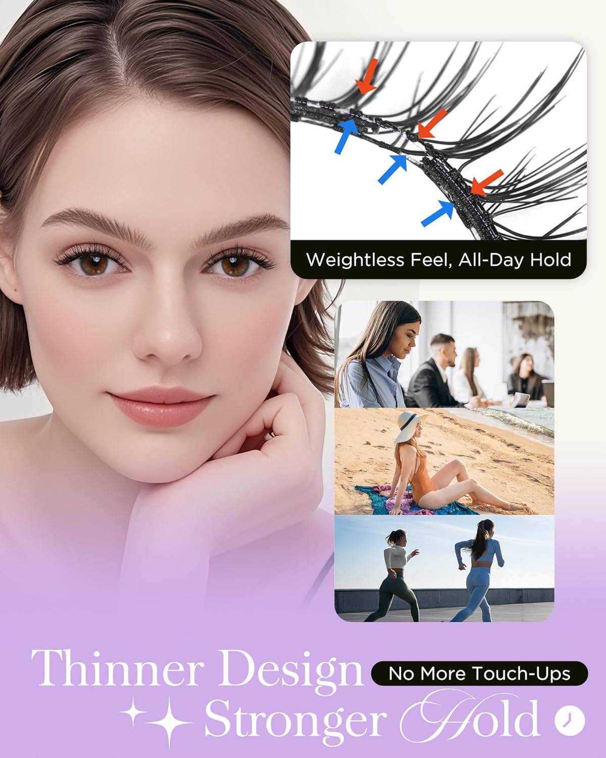 BEYELIAN Magnetic Eyelashes Natural Look Soft Magnetic Lashes with Applicator Reusable No Glue Needed False Eyelashes Easy to Wear and Remove (1 Pair,SME03)