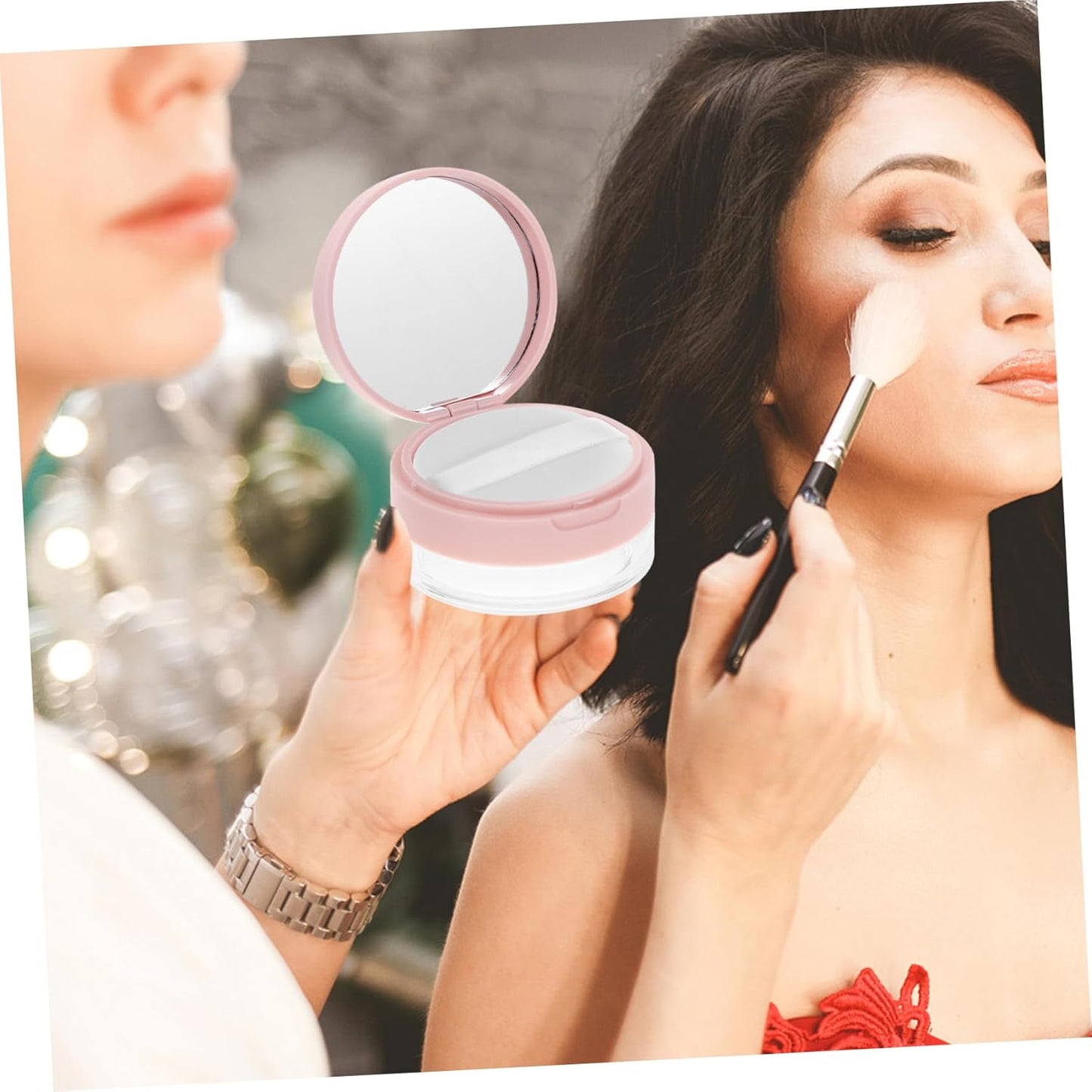 2-piece Mini Empty Cushion Compact Case for Portable Makeup Powder Storage