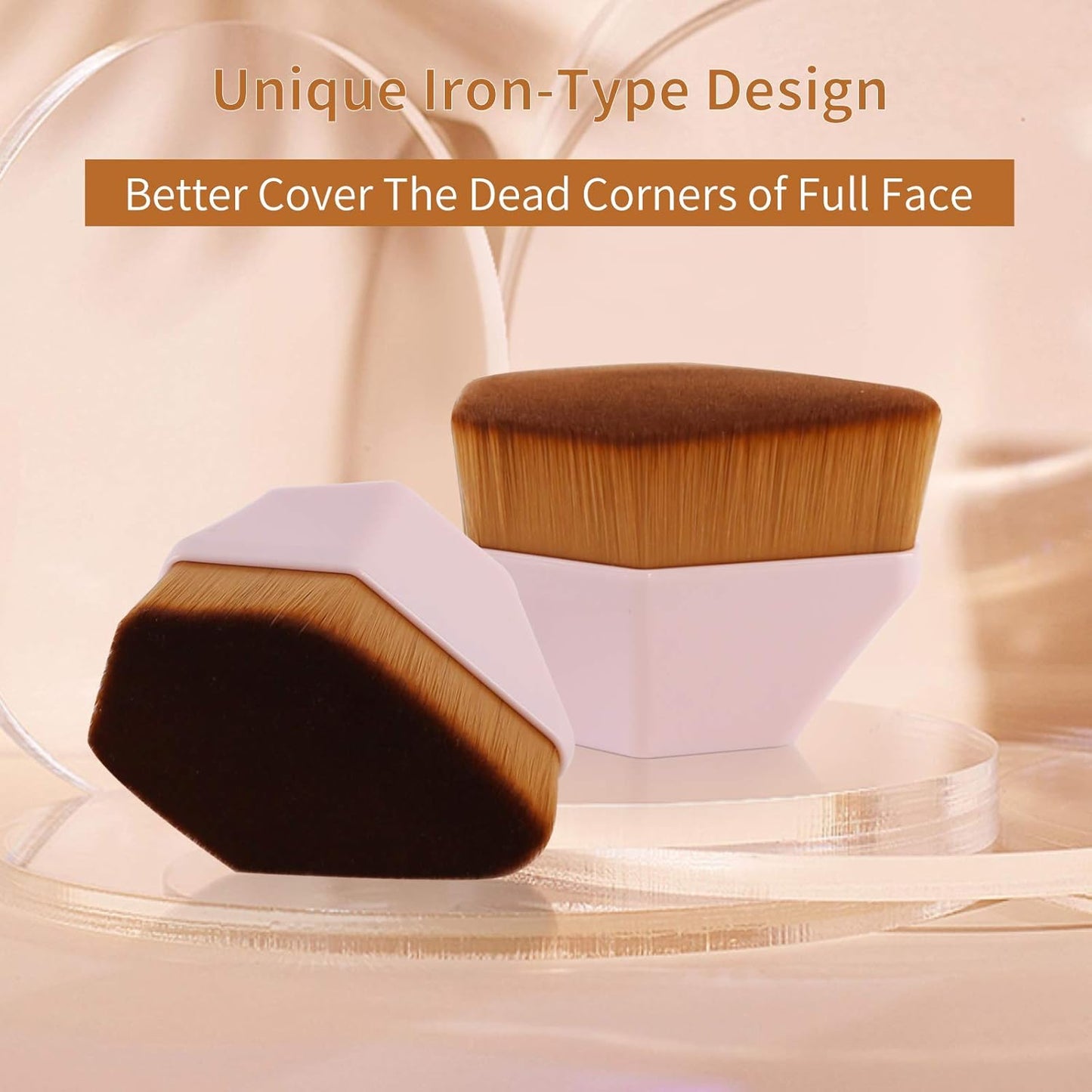 Foundation Brush, Daubigny Iron Type Makeup Brush for Face Blush Liquid Powder Foundation Brush for Blending Liquid, Cream or Flawless Powder Cosmetics with Protective Case (Pink)