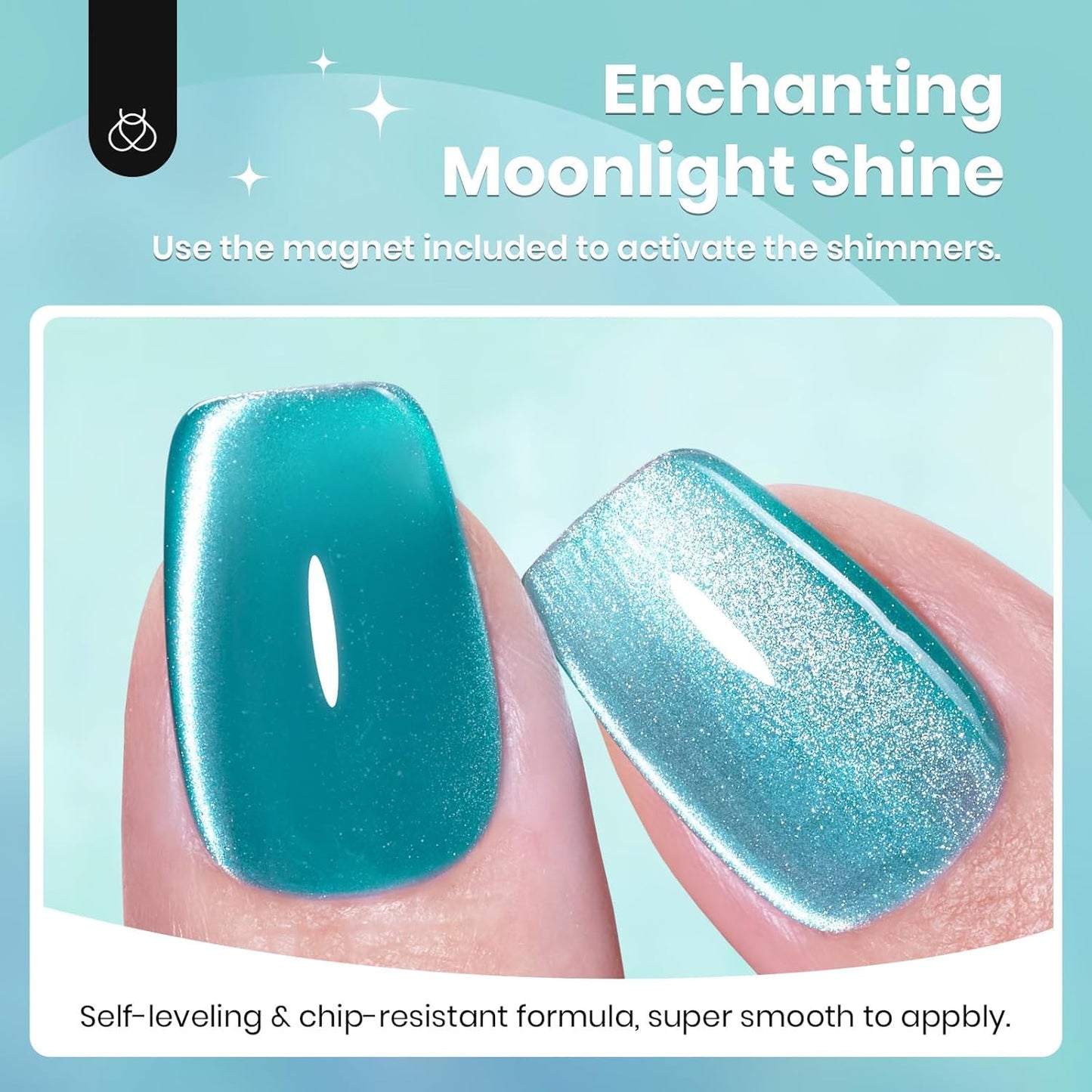 Beetles Blue Cat Eye Gel Polish, 15ML Blue Glass Cat Eye Glitter Gel Polish with Magnet Shimmer Translucent Sheer Color Soak Off UV Tide beam Series French Nail Art Dsign Gift for Women