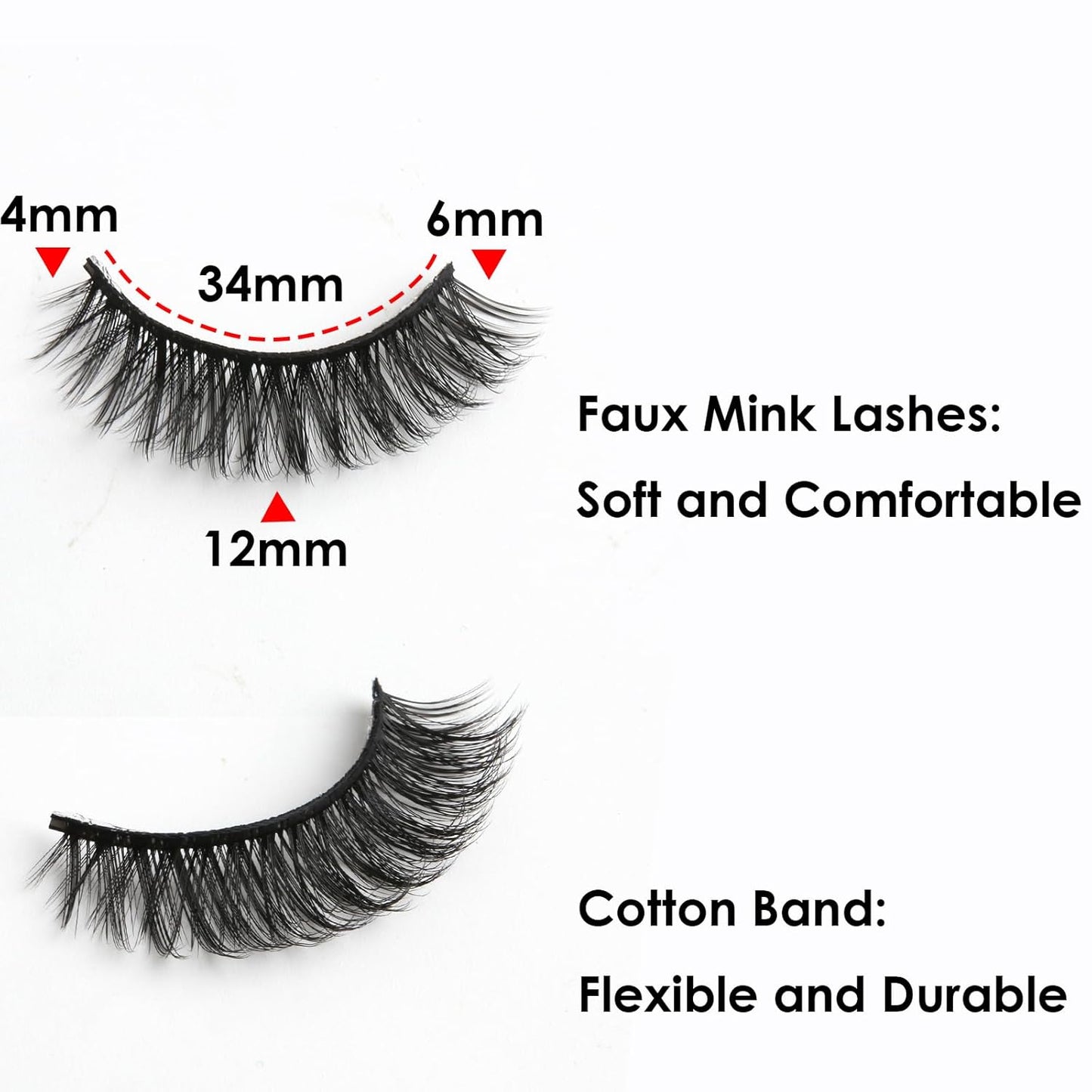 SUNWELL False Eyelashes 12mm Mink Lashes Natural Look 3D Faux Mink Eye Lashes Soft Reusable Luxury Volume Fake Eyelashes 10 Pairs Pack
