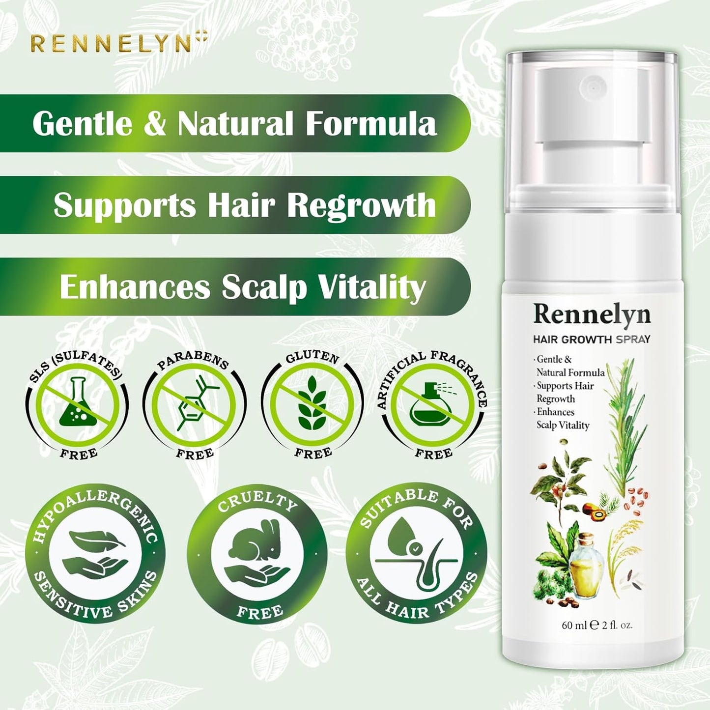 Natural Hair Growth Oil Spray: Rosemary Castor Batana Oil with Rice Water Lotion for Hair Thickening For Women 60ML