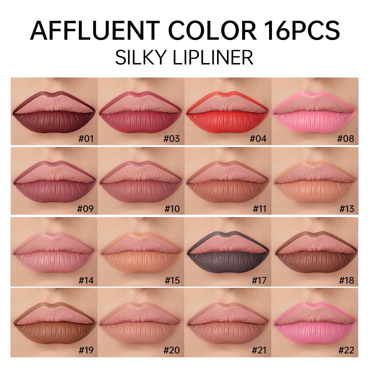 USHAS 16 Pcs Lip Liner Pencil - Matte Lip Liner Set Lip Makeup Soft Pencils for women, Natural Lip Liners Smooth Lipstick pencil (16 Colors (01-16), Pack of 1)
