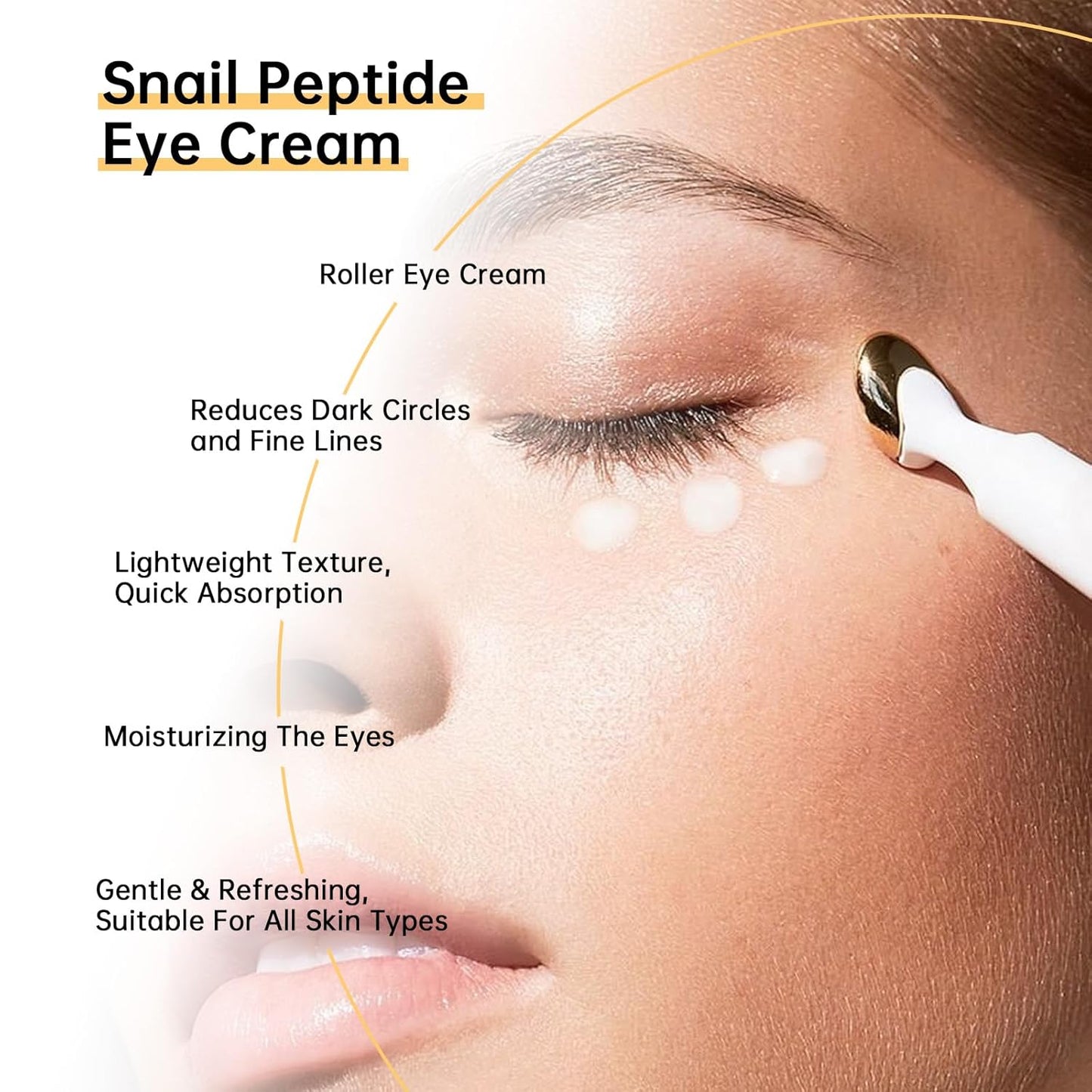 Snail Peptide Eye Cream For Moisturizing, Snail Mucin Under Eye Cream With Niacinamide, Hyaluronic Acid, 17 ML Snail Eye Cream For Dark Circles, Puffiness and Fine Lines.
