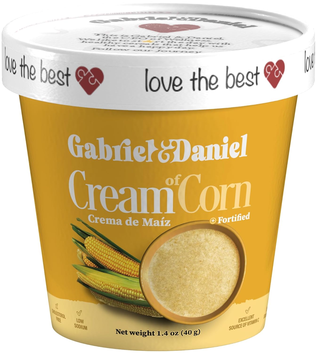 Gabriel & Daniel Gluten Free Instant Cream of Corn – Non-GMO, Pure and Wholesome Hot Cereal – Smooth & Creamy Texture with Vanilla – Microwave Cup for a Nourishing and Easy Breakfast To Go (Pack of 6)