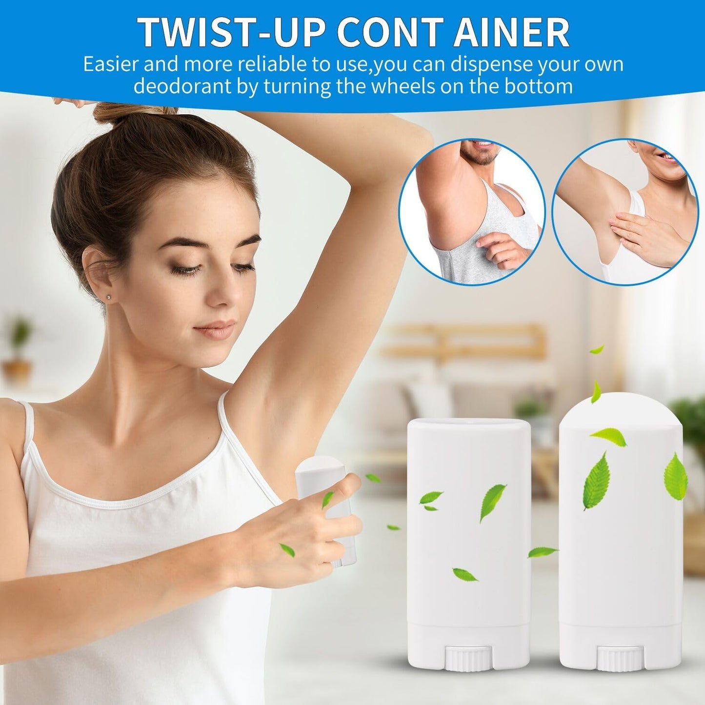 100PCS 15ML White Empty Oval Deodorant Lip Lipstick Balm Tubes Containers for DIY Homemade Crayon Chapstick Holder