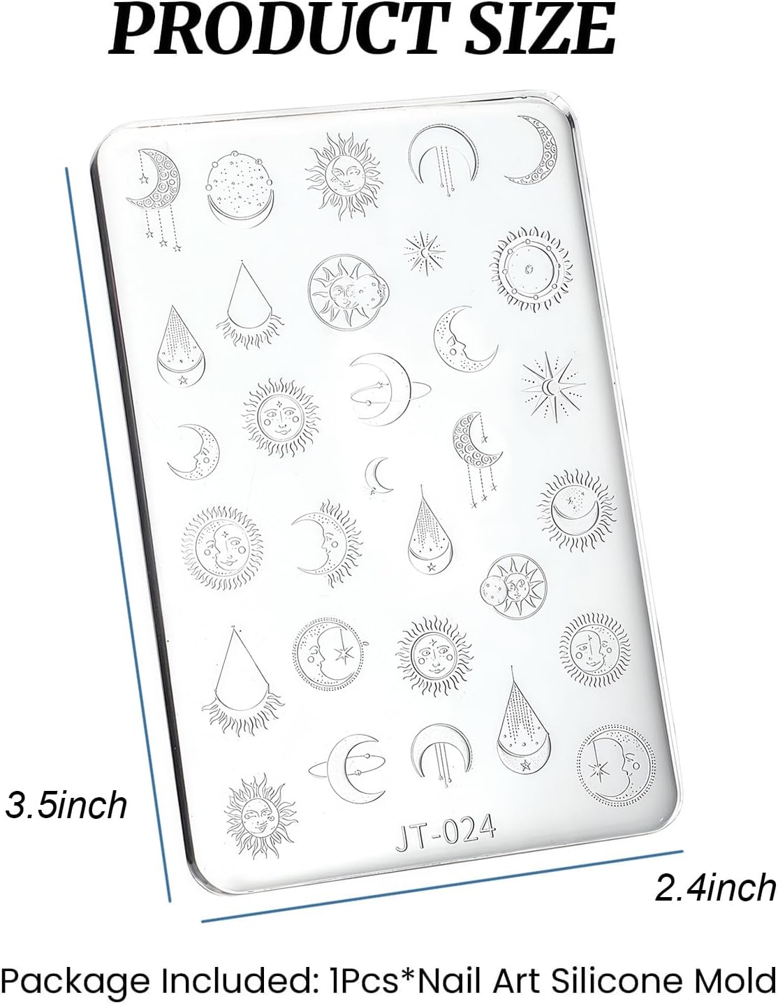 Nail Art Silicone Template, Sun and Moon Nail Decoration Silicone 3D Nail Art Carving Templates for Precise Embossed Pattern, Nail Tools Nail Charms for Acrylic Nail DIY Craft