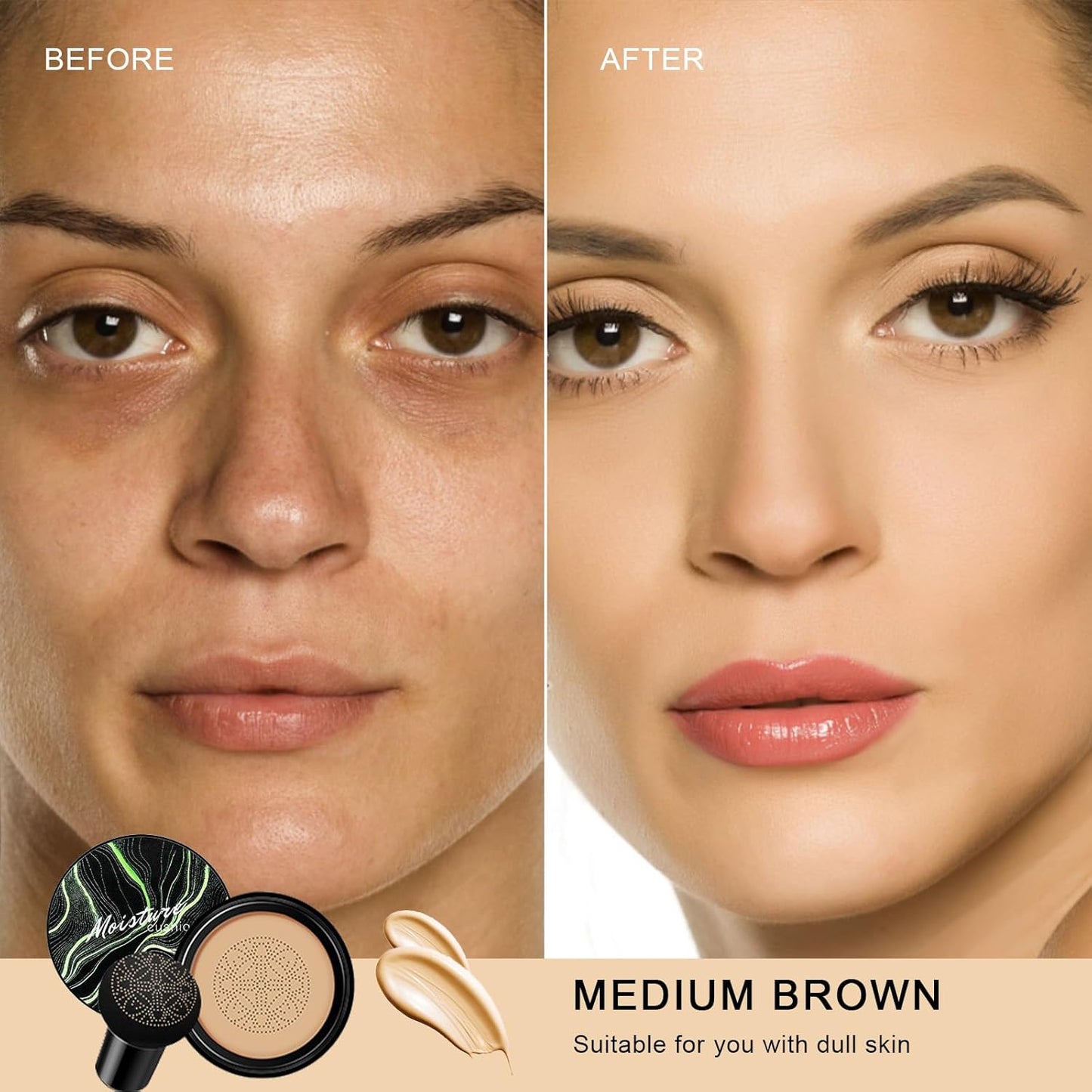 Mushroom Head Air Cushion CC Cream - BB Cream Face Makeup for Mature Skin, Moisturizing Cover Balm Foundation & Long-Lasting Color Correcting Concealer, Even Skin Tone for All Skin Types