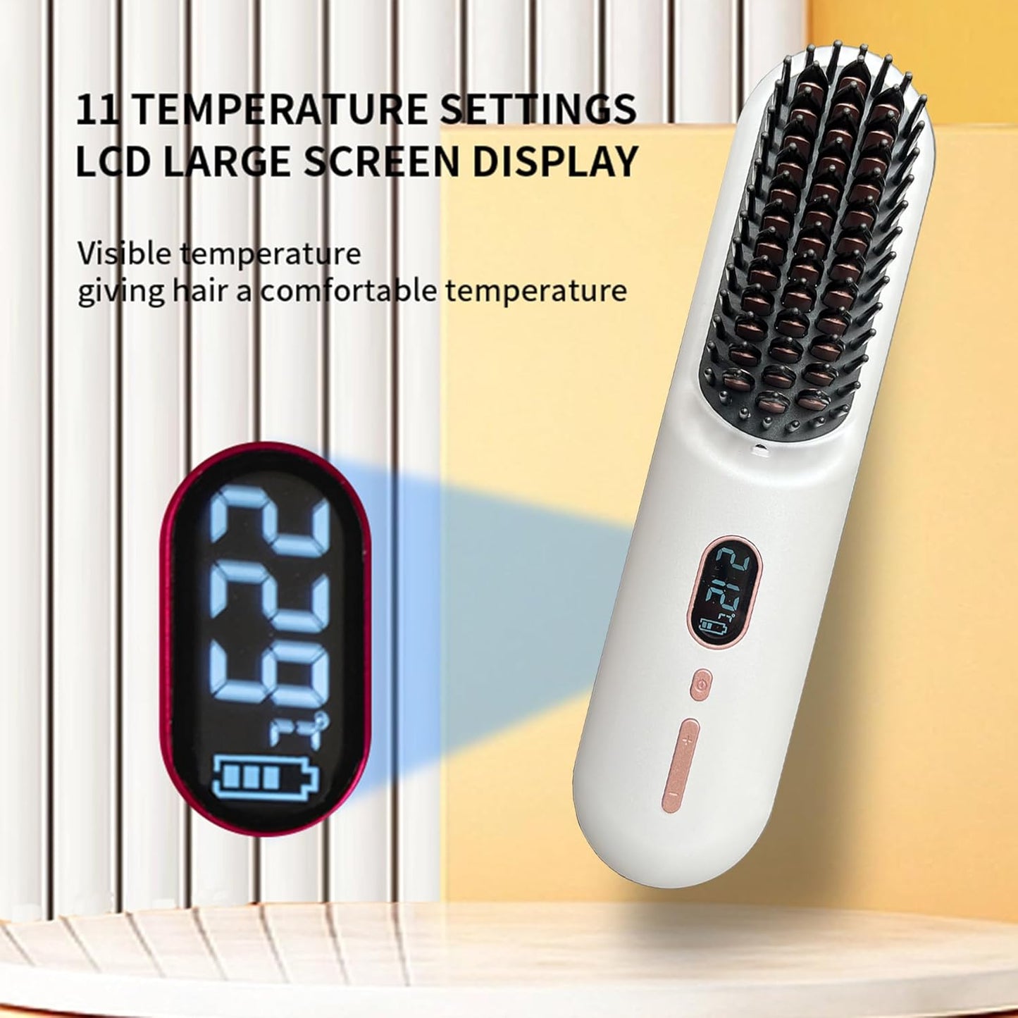 Cordless Hot Comb Rechargeable Hair Brush Straightener Heat Pressing Combs Ceramic Electric Straightening Comb, Anti Burn for Natural Black Beard Wigs Meige （9000mA）
