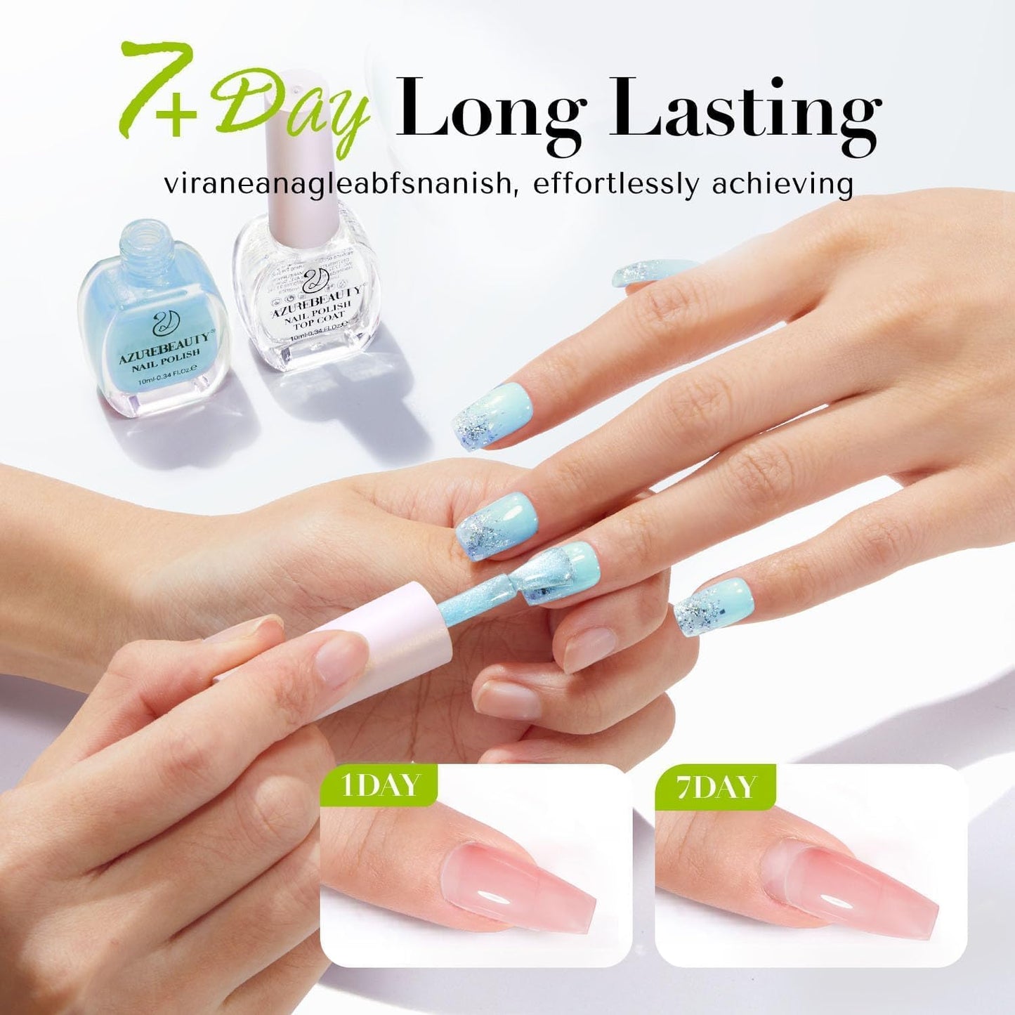 AZUREBEAUTY Nail Polish Set, 4 Colors Pastel Lime Green Yellow Pink Quick Dry Natural Nail Lacquer Strengthening Treatment Kit DIY Salon at Home