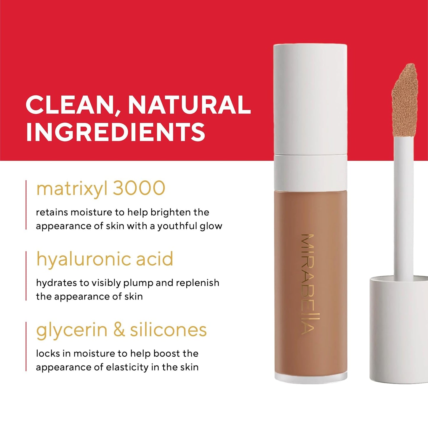 Mirabella Invincible For All Perfecting Under Eye Concealer Full Coverage - Hydrating Makeup Concealer for Dark Circles, Fine Lines & Wrinkles w/Hyaluronic Acid - Ivory I30