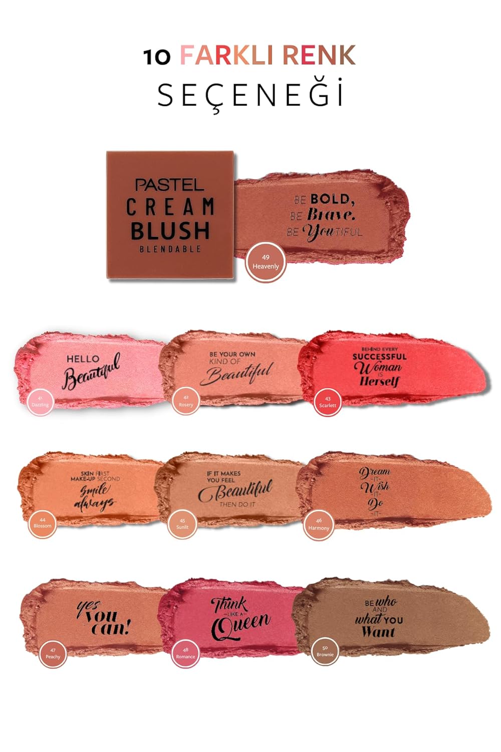 Pastel Cream Blush 49 | Fresh | Healthy & Natural Look | Ligh Weighted Formula | Sebum Control Richly Pigmented | Easily Blendable | Long Lasting | Semi Matte | 0.18 oz.